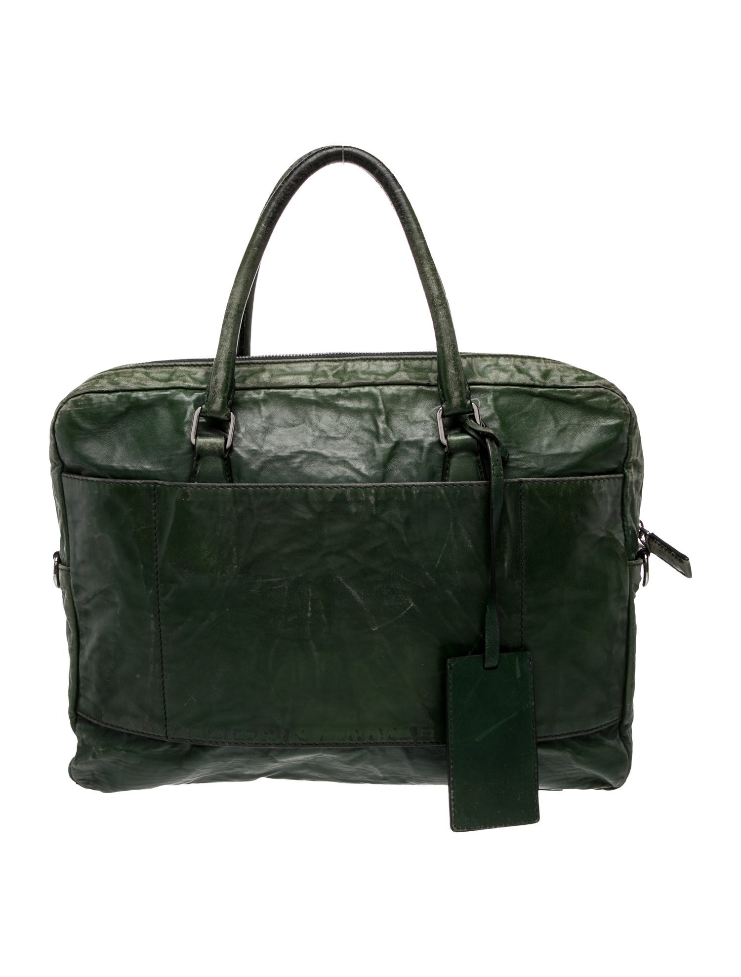 Prada Enameled Metal Triangle Messenger Bag Vintage