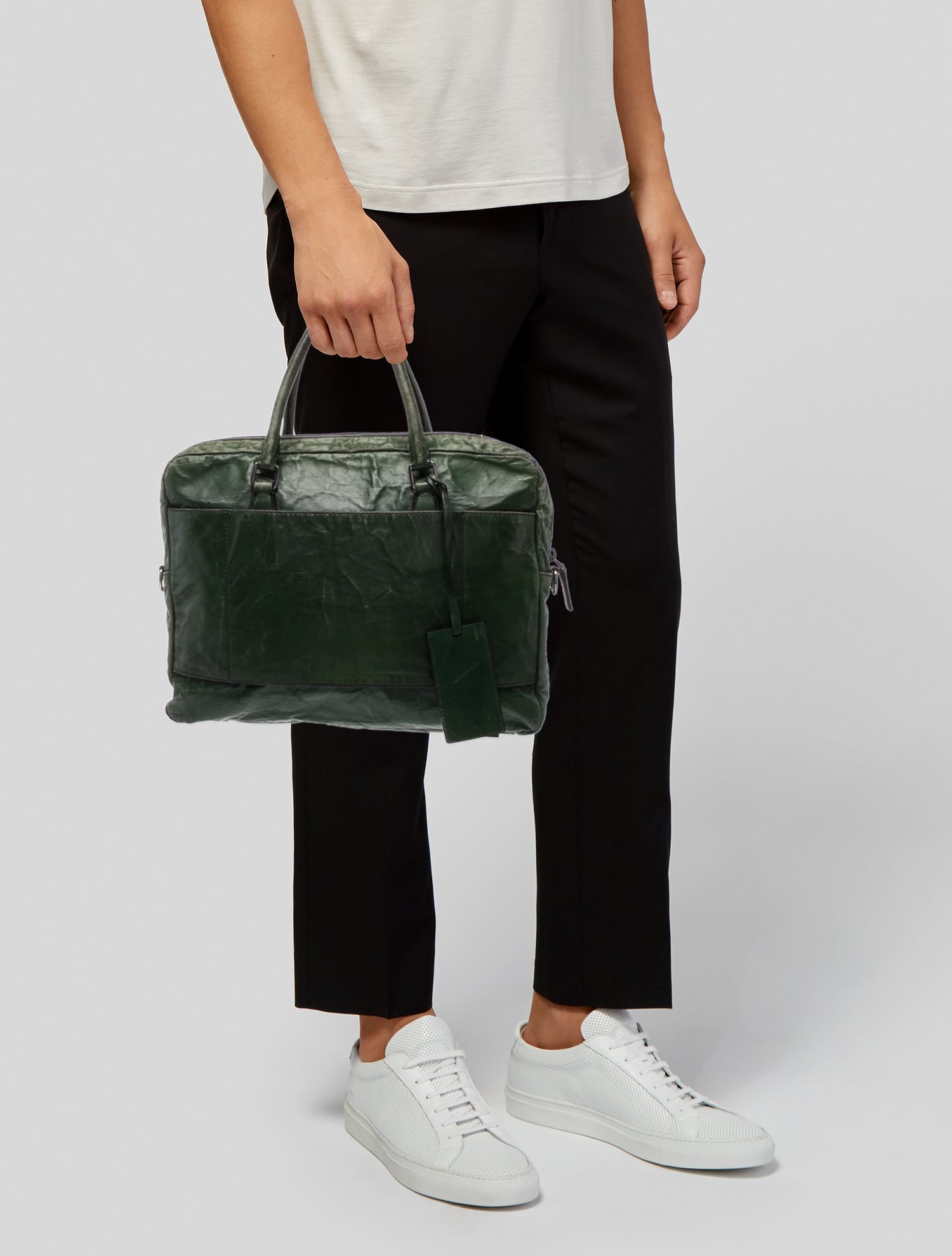 Prada Enameled Metal Triangle Messenger Bag Vintage