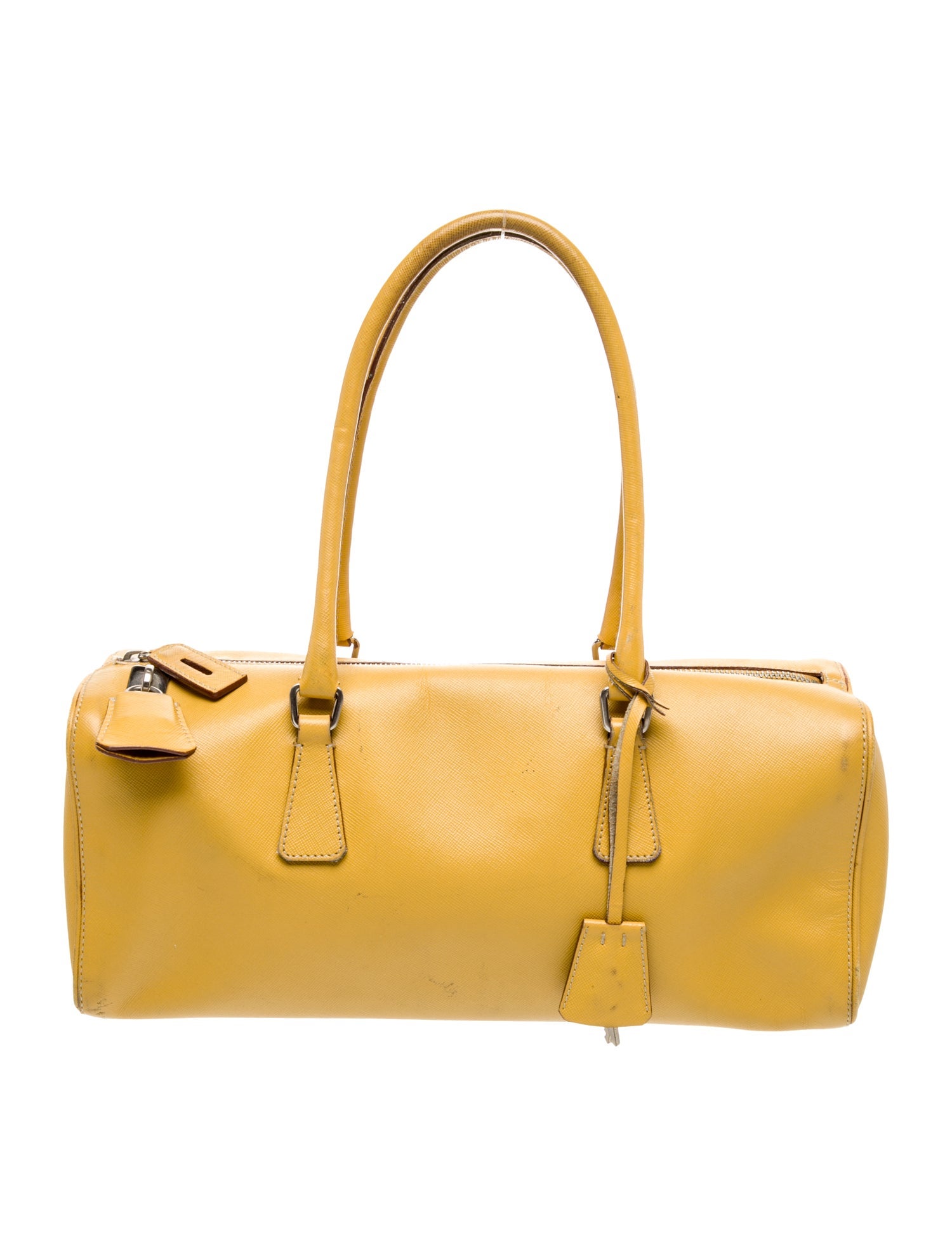 Prada Enameled Metal Triangle Bauletto Vintage