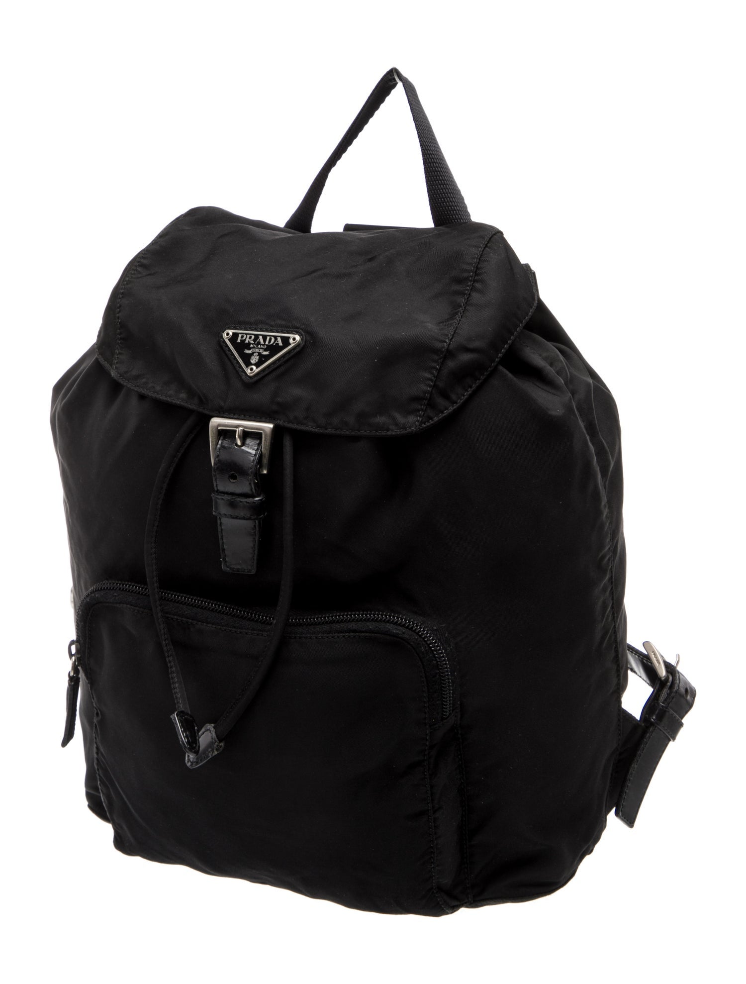 Prada Enameled Metal Triangle Backpack