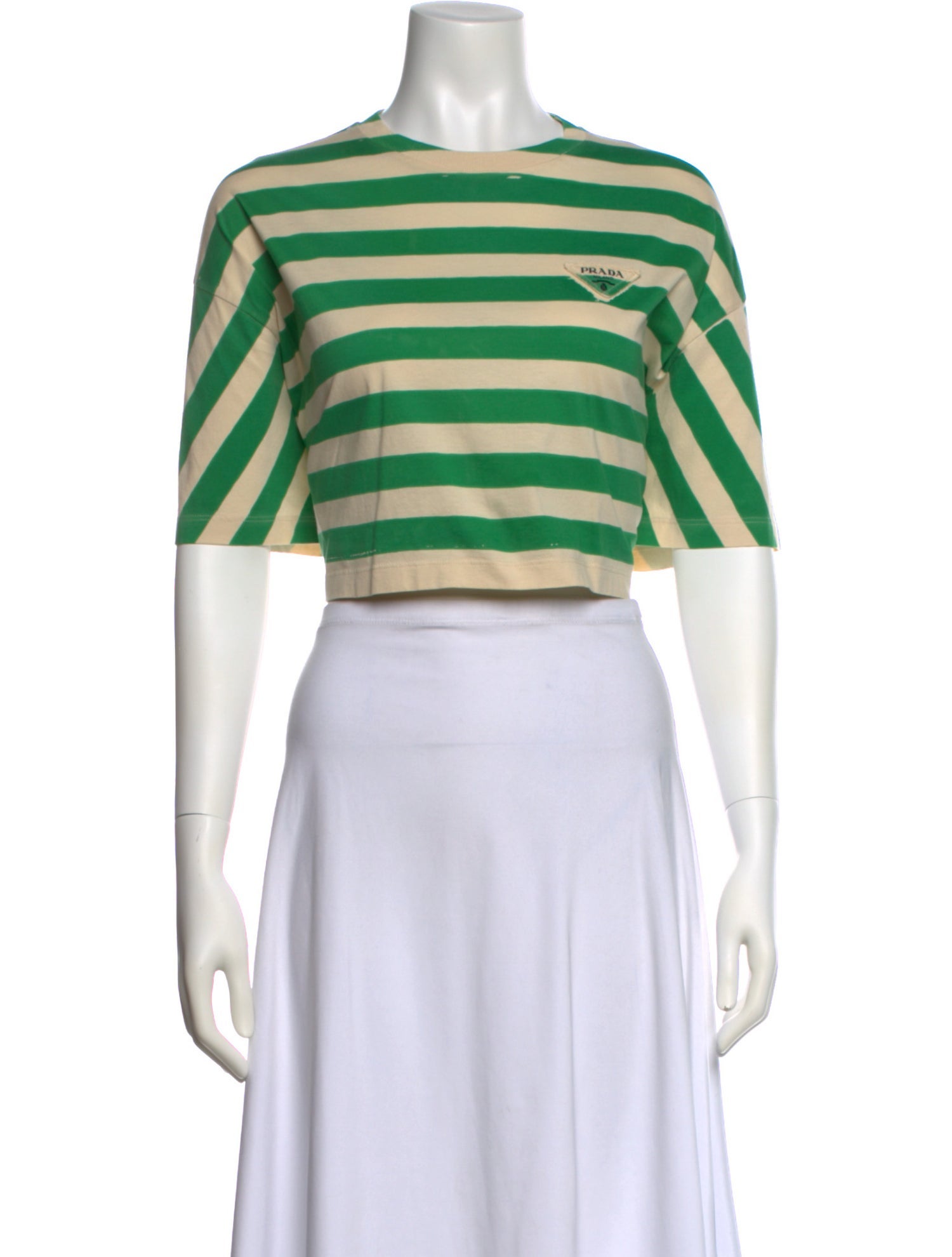 Prada 2022 Triangle Logo Crop Top