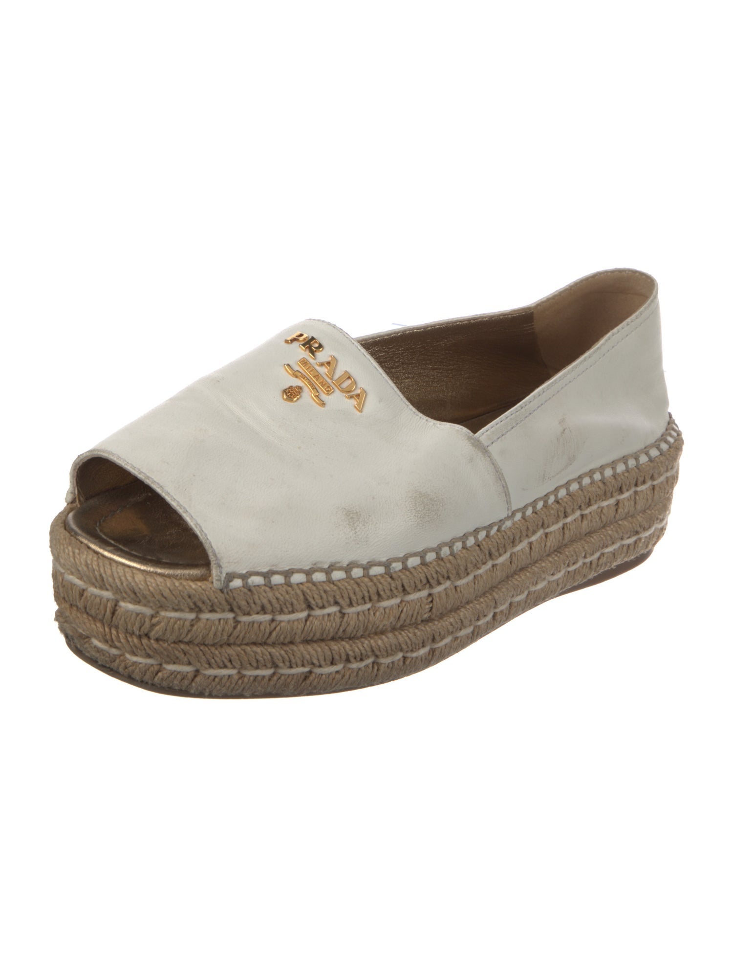 Prada Leather Cutout Accent Espadrilles