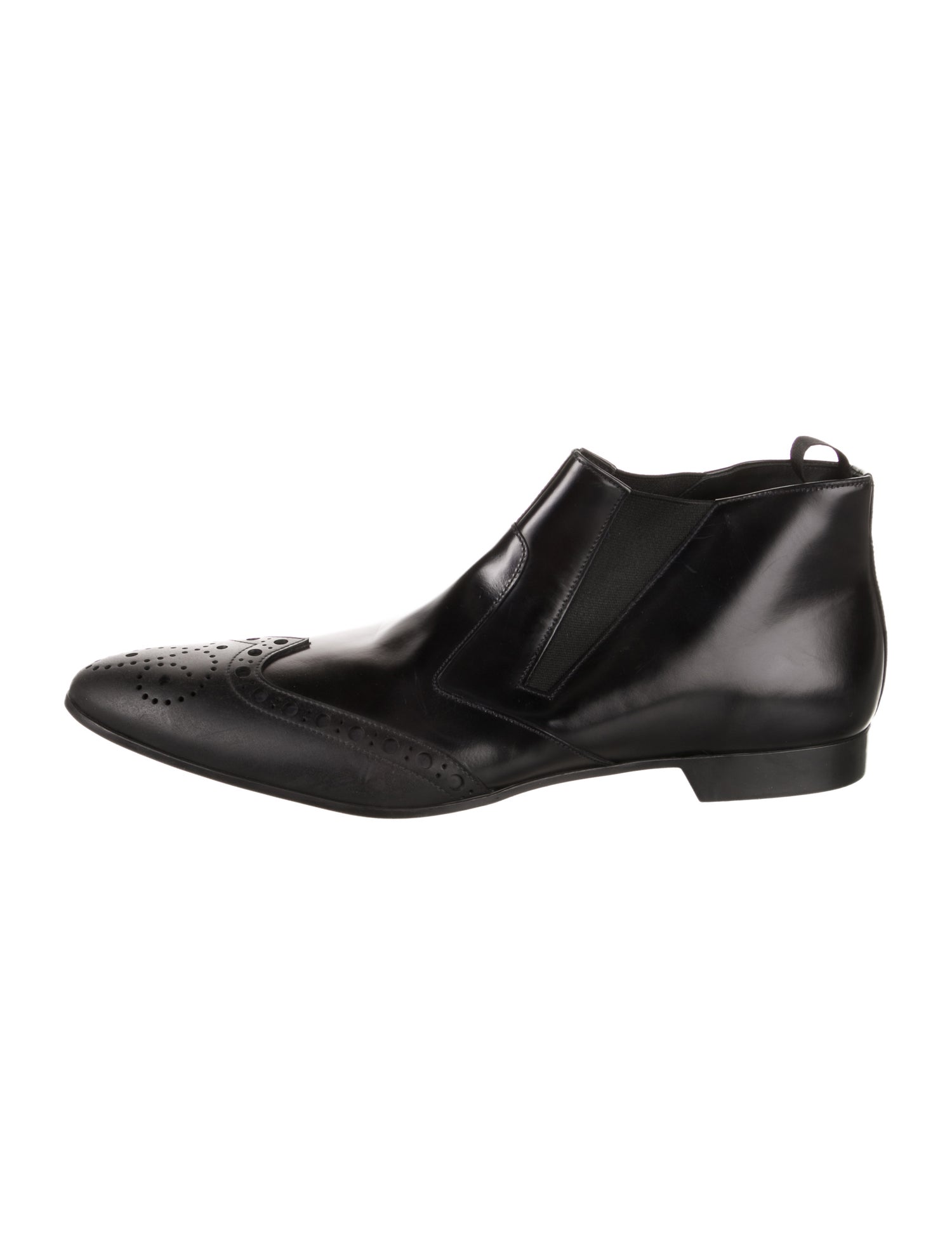 Prada Leather Eyelet Trim Dress Loafers