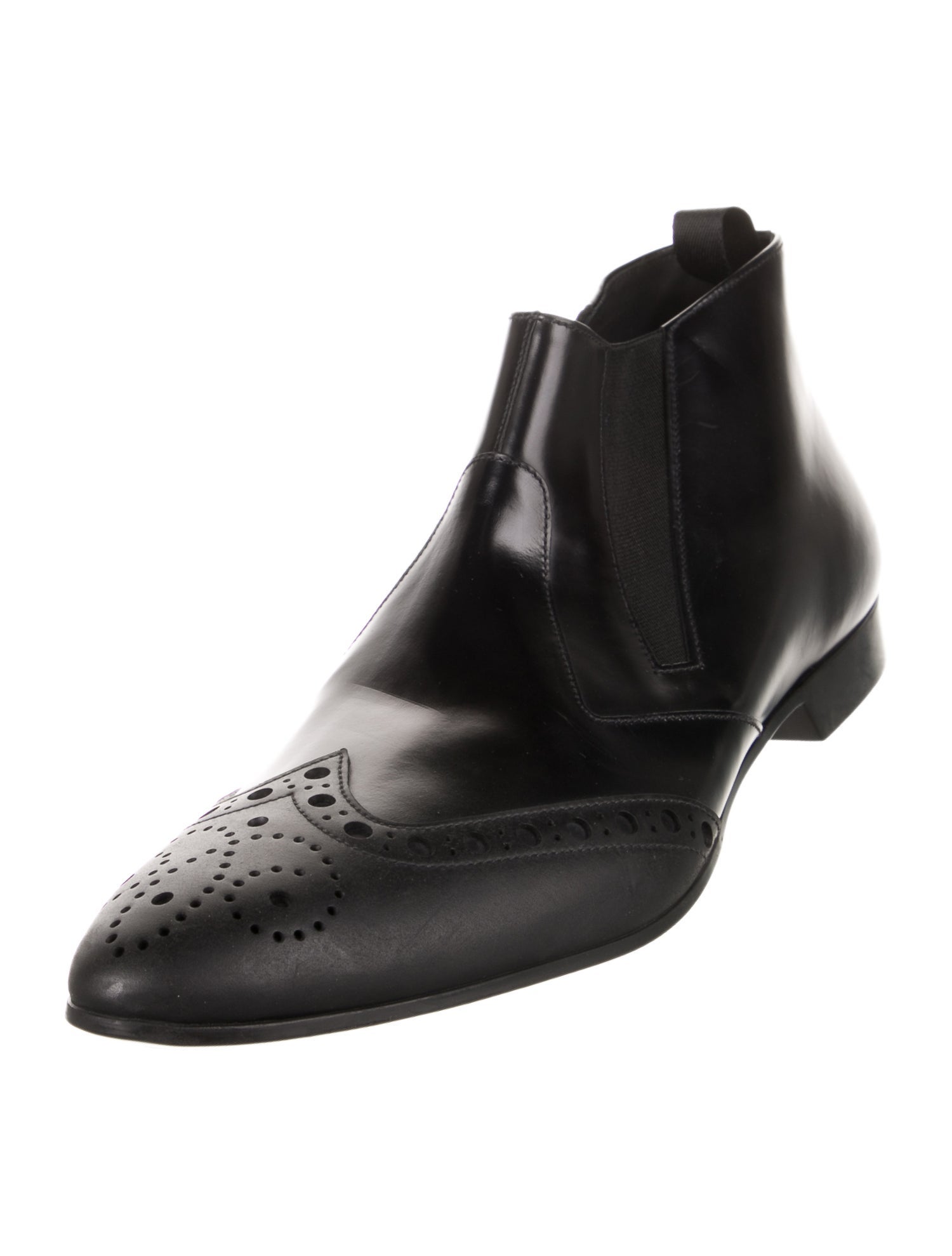 Prada Leather Eyelet Trim Dress Loafers