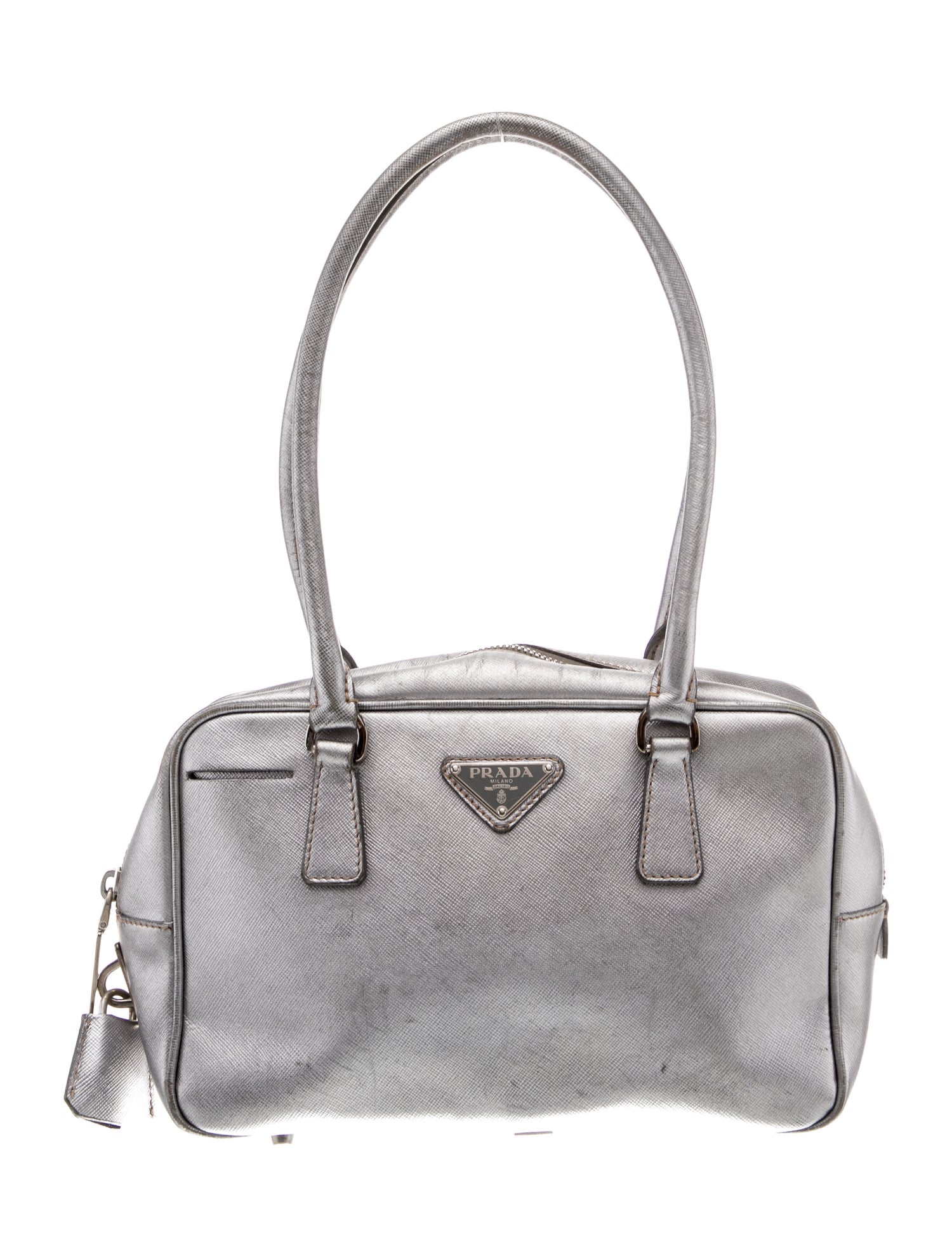 Prada Enameled Metal Triangle Bauletto