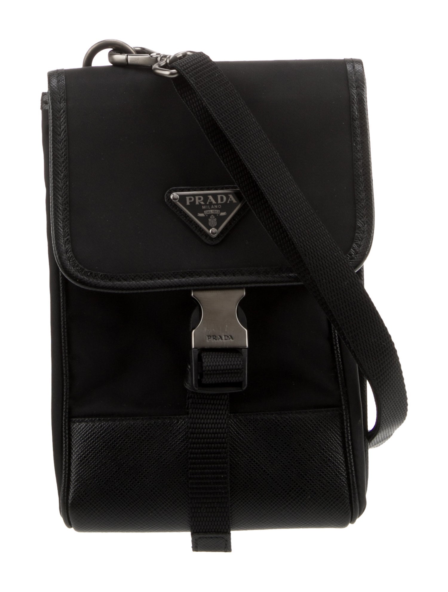 Prada Enameled Metal Triangle Crossbody Bag