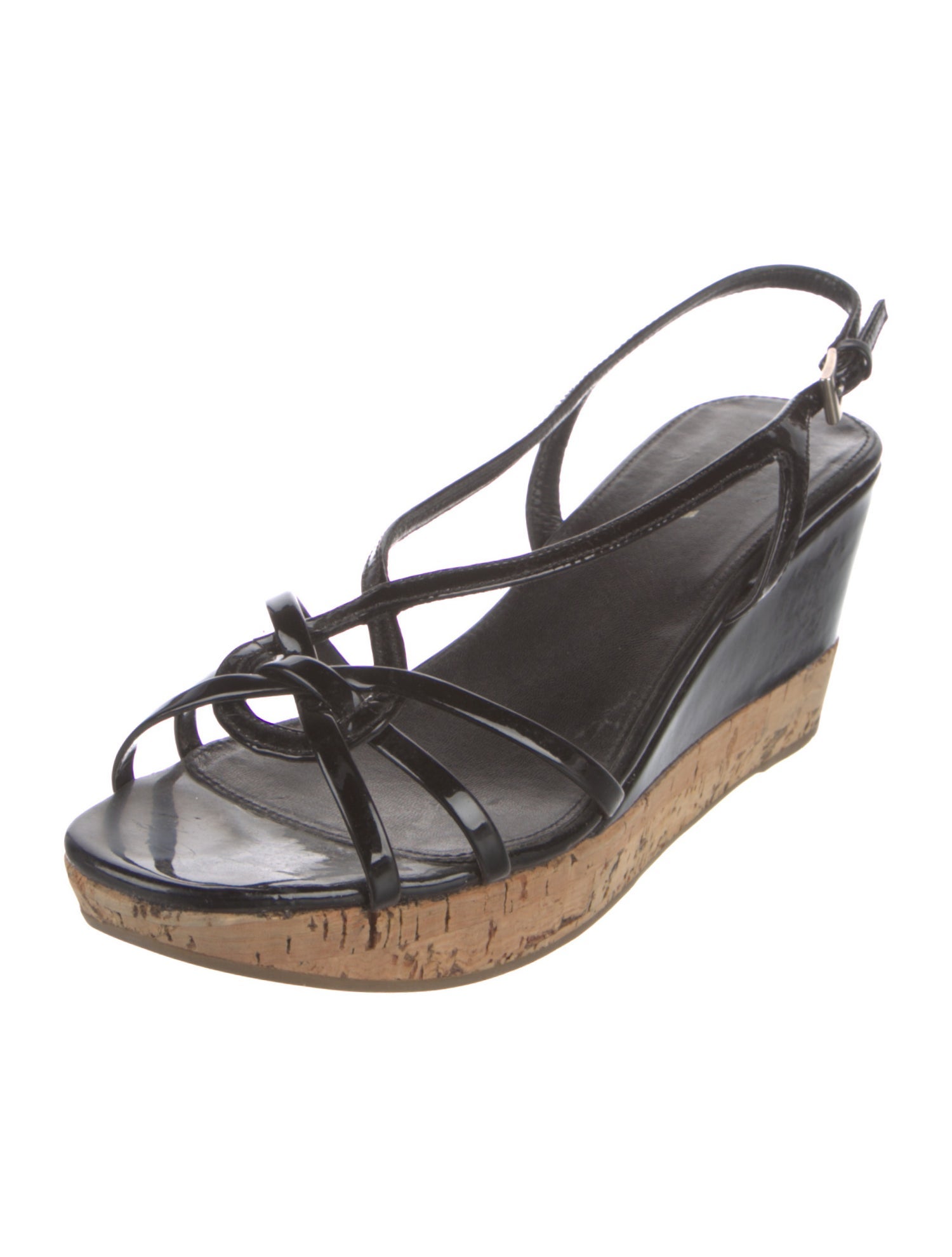 Prada Patent Leather Colorblock Pattern Slingback Sandals