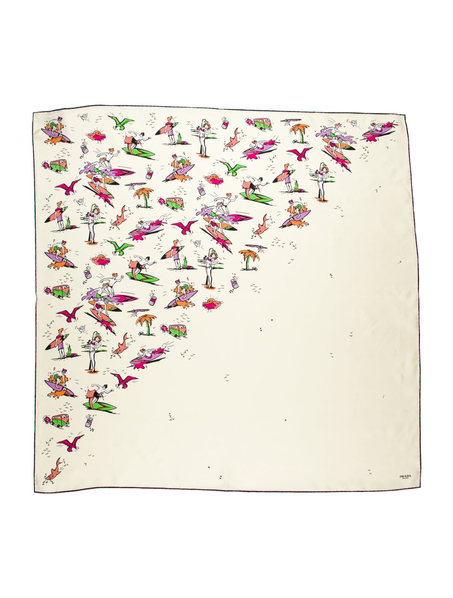 Prada Silk Graphic Print Scarf