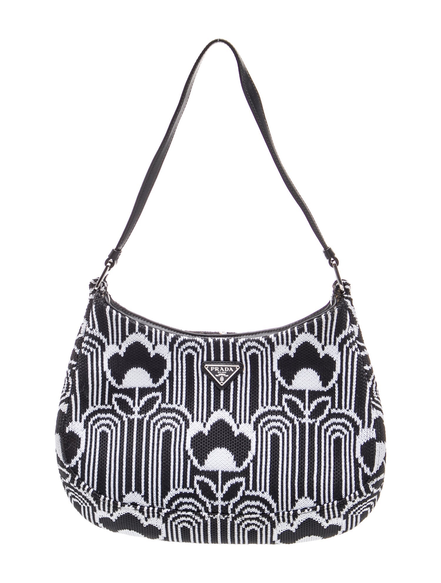 Prada Enameled Metal Triangle Cleo