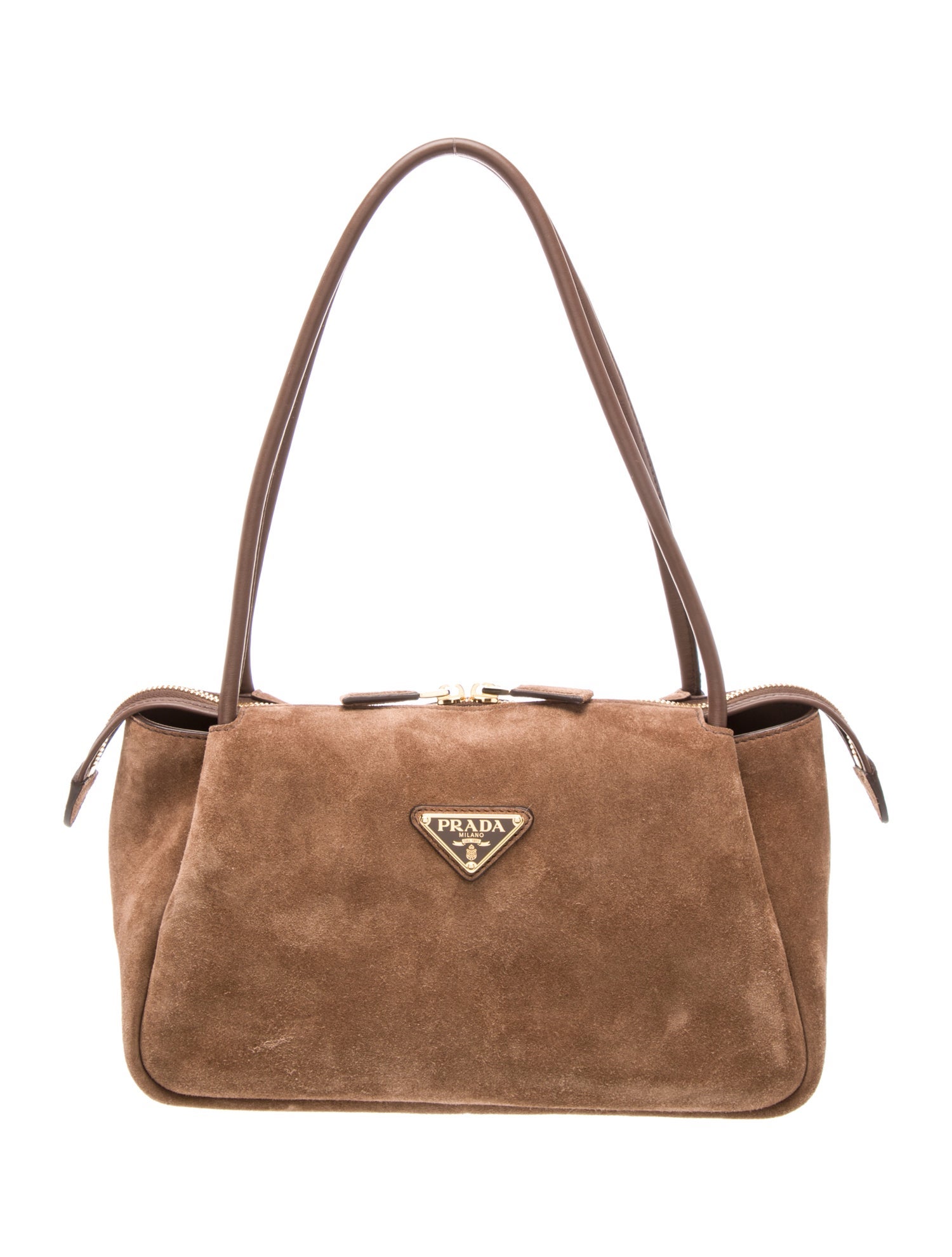 Prada Enameled Metal Triangle Darling Medium