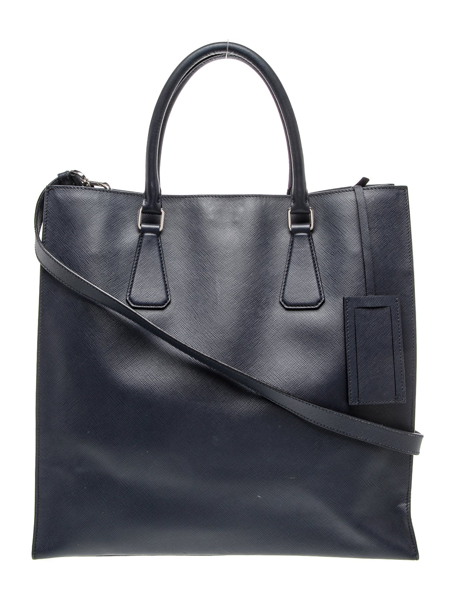 Prada Enameled Metal Triangle Galleria Double Zip