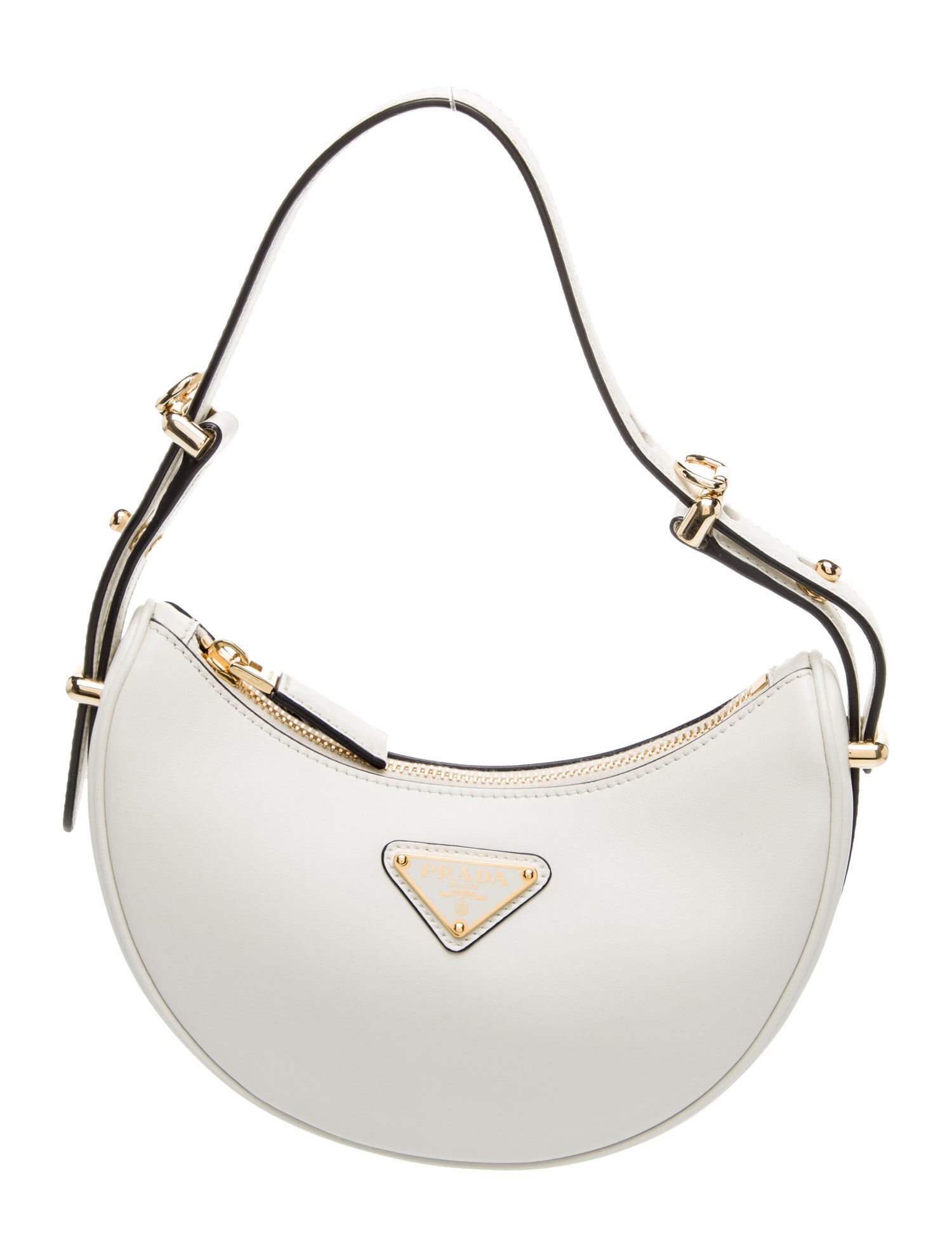 Prada Enameled Metal Triangle Arque Small