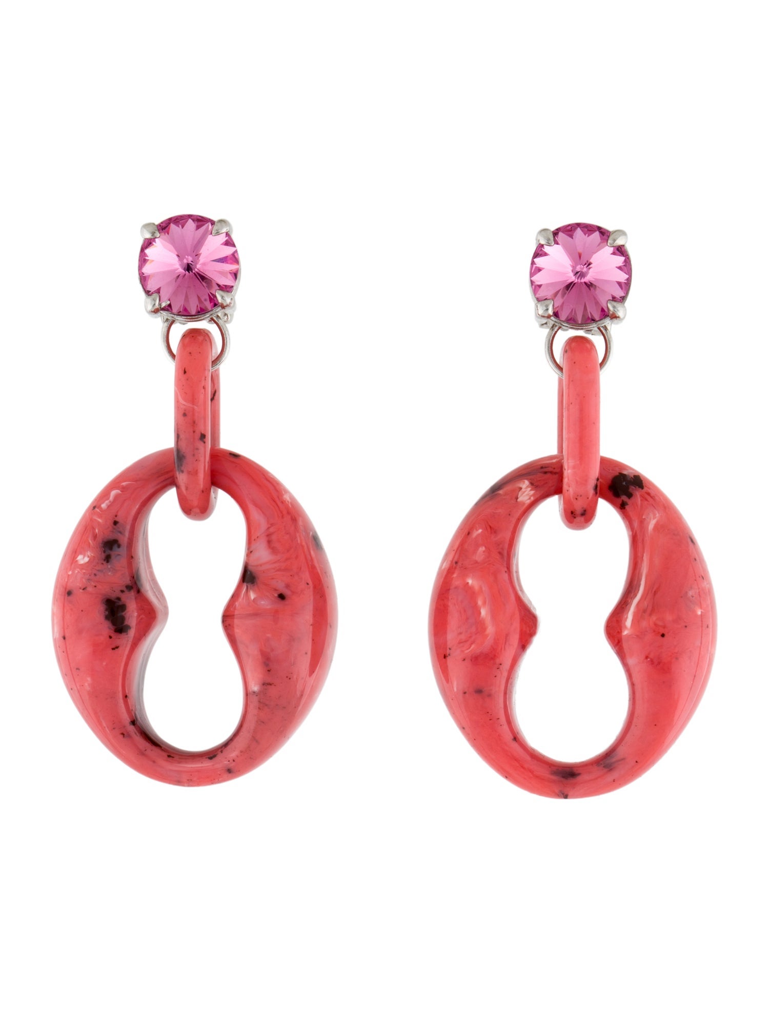Prada Crystal & Resin Geometric Oversized Clip-On Drop Earrings