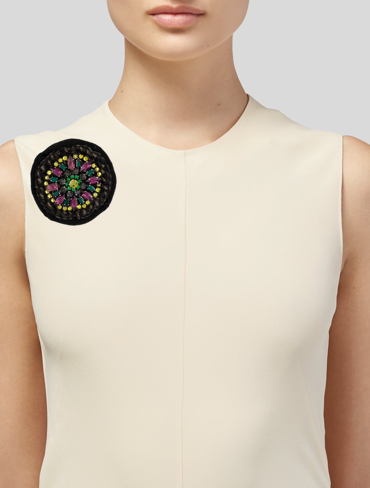 Prada Crystal & Fabric Pin Brooch