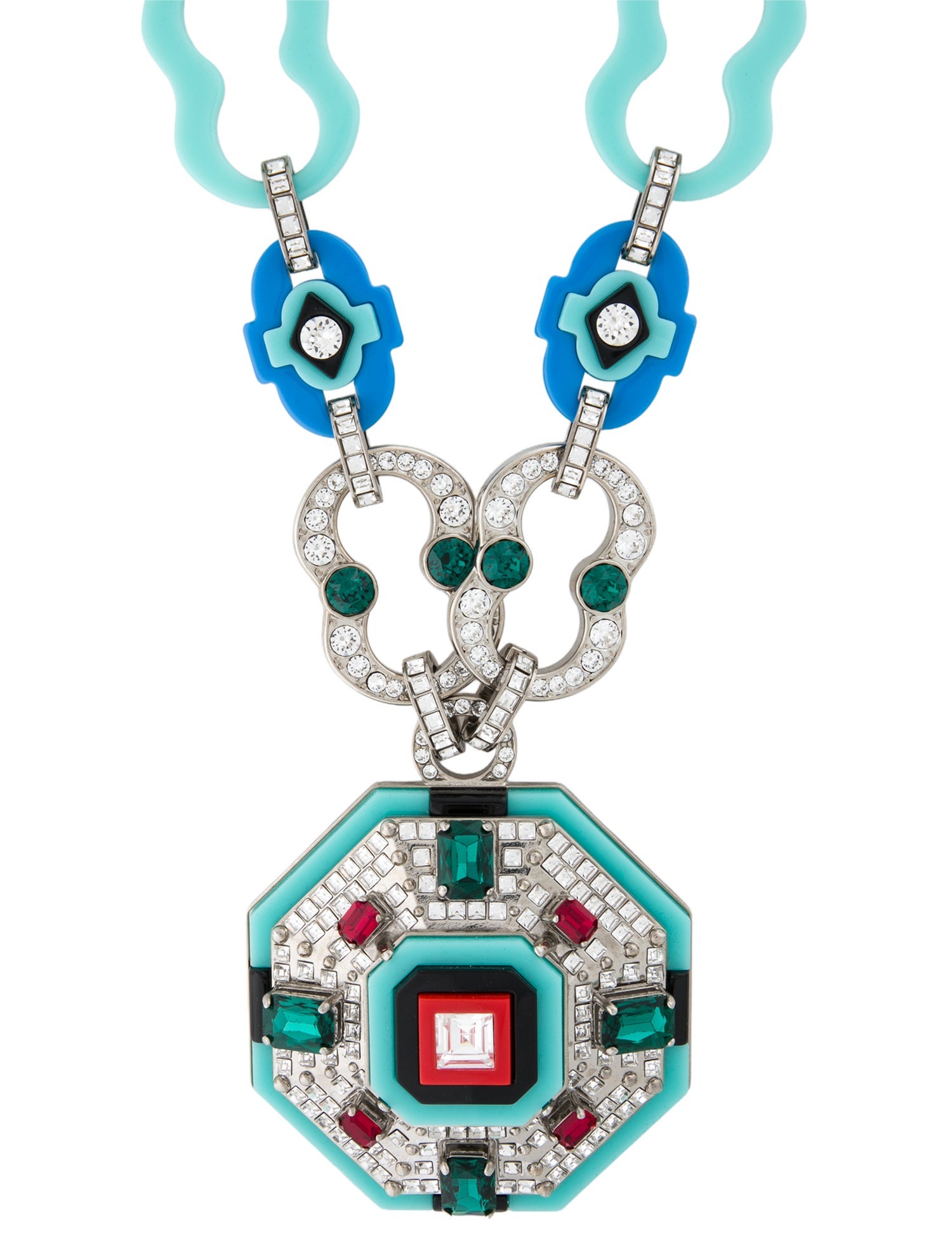 Prada Crystal & Resin Bold Pendant Necklace