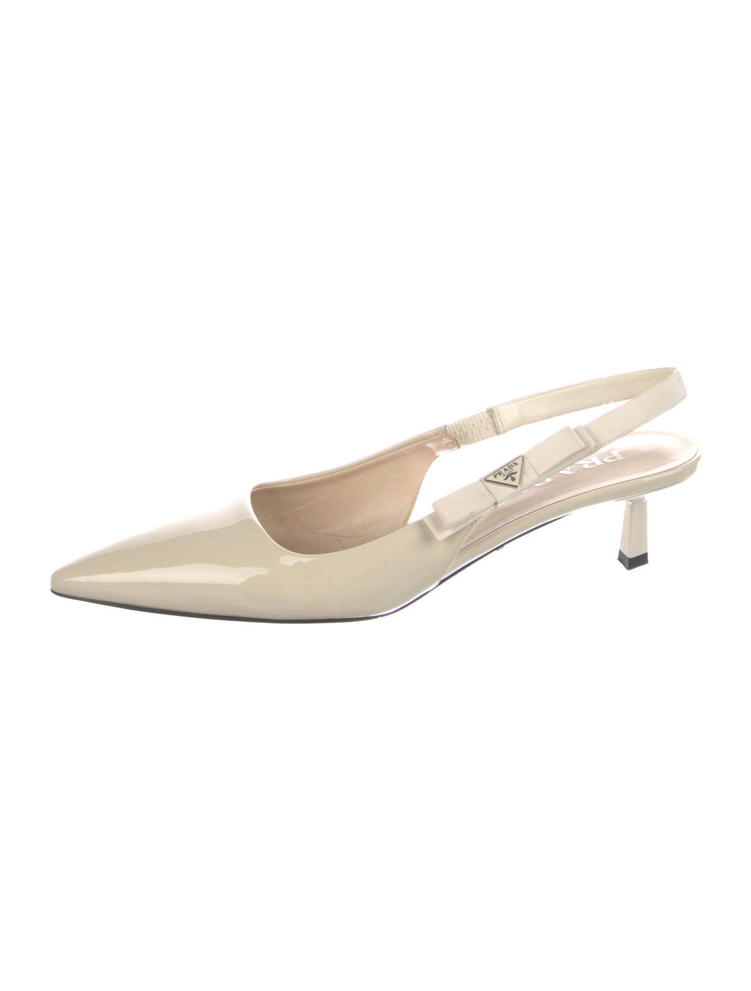 Prada Patent Leather Bow Accents Slingback Pumps