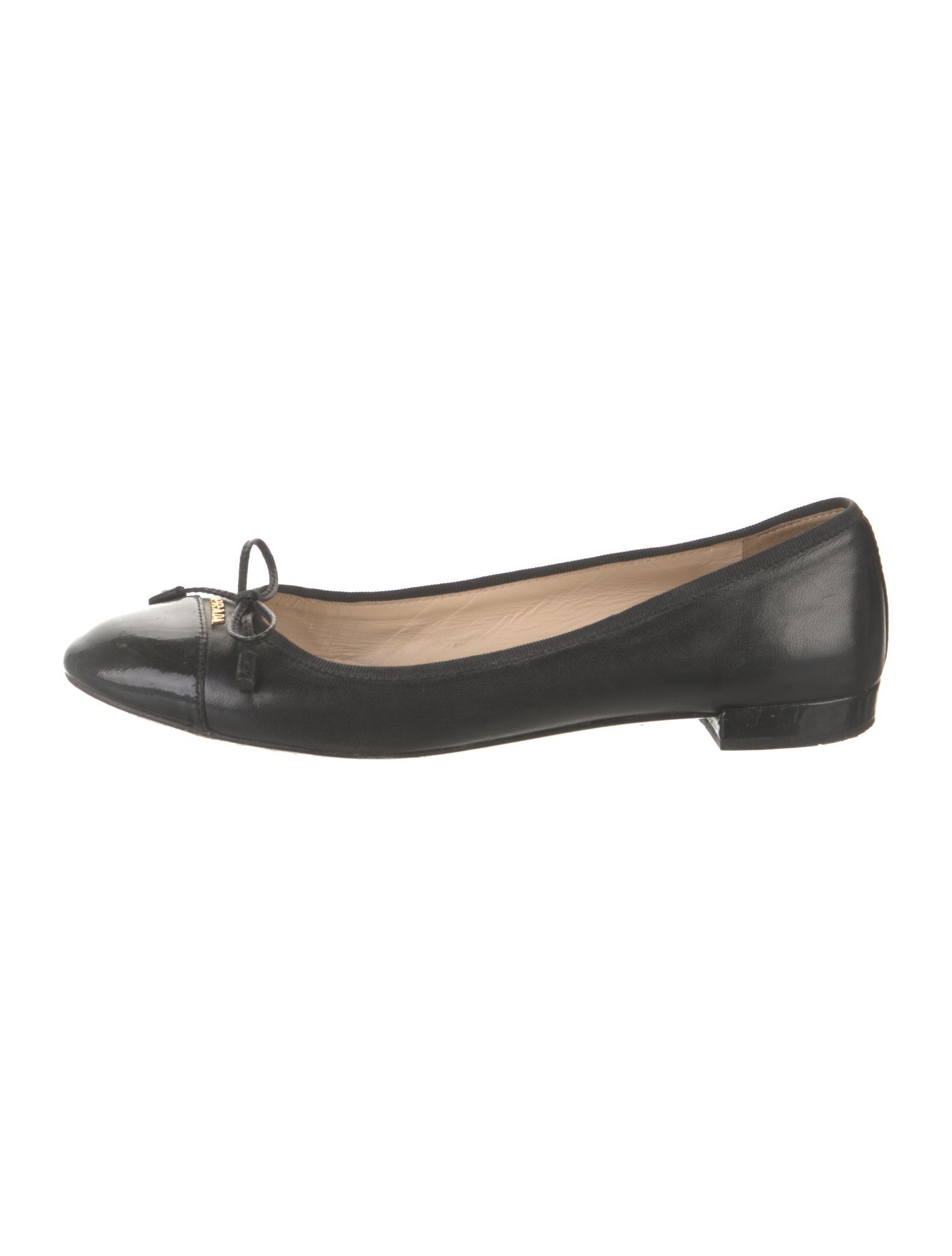 Prada Leather Bow Accents Ballet Flats