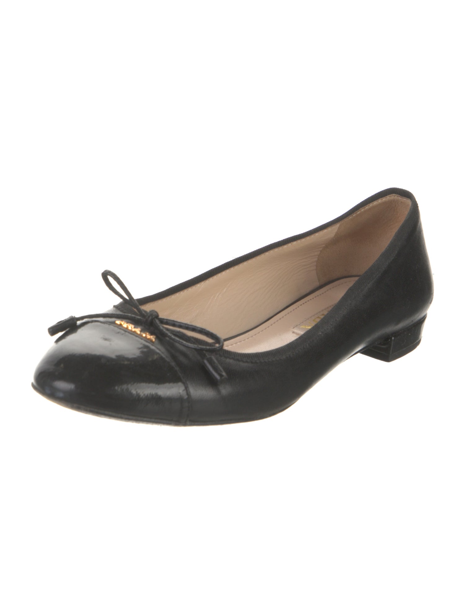 Prada Leather Bow Accents Ballet Flats