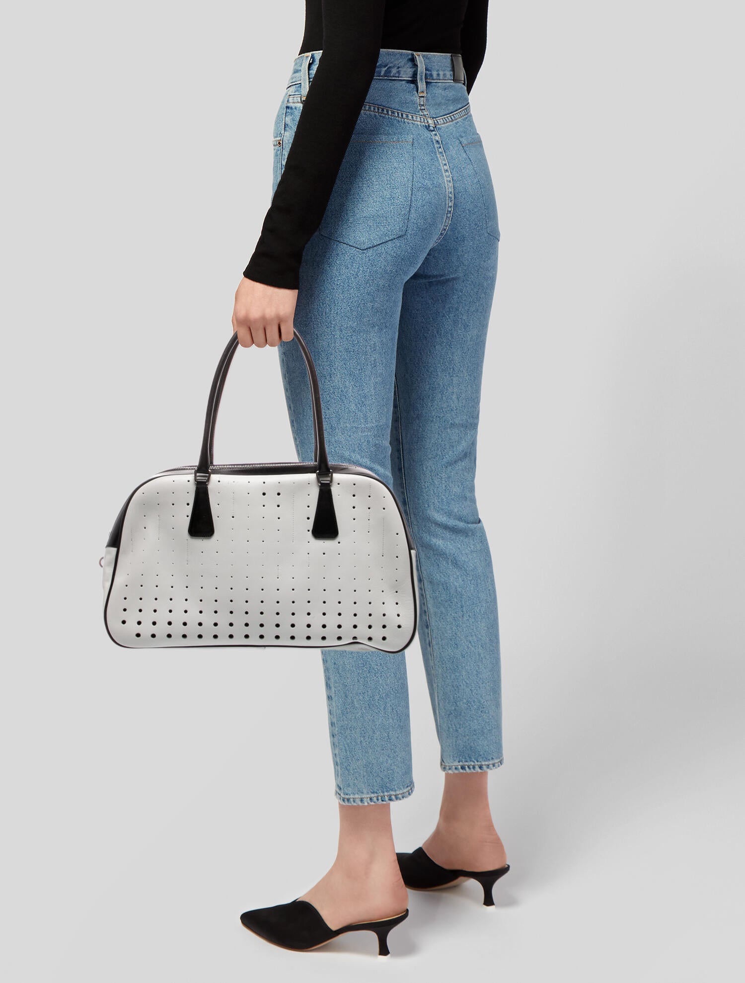 Prada Enameled Metal Triangle Bauletto