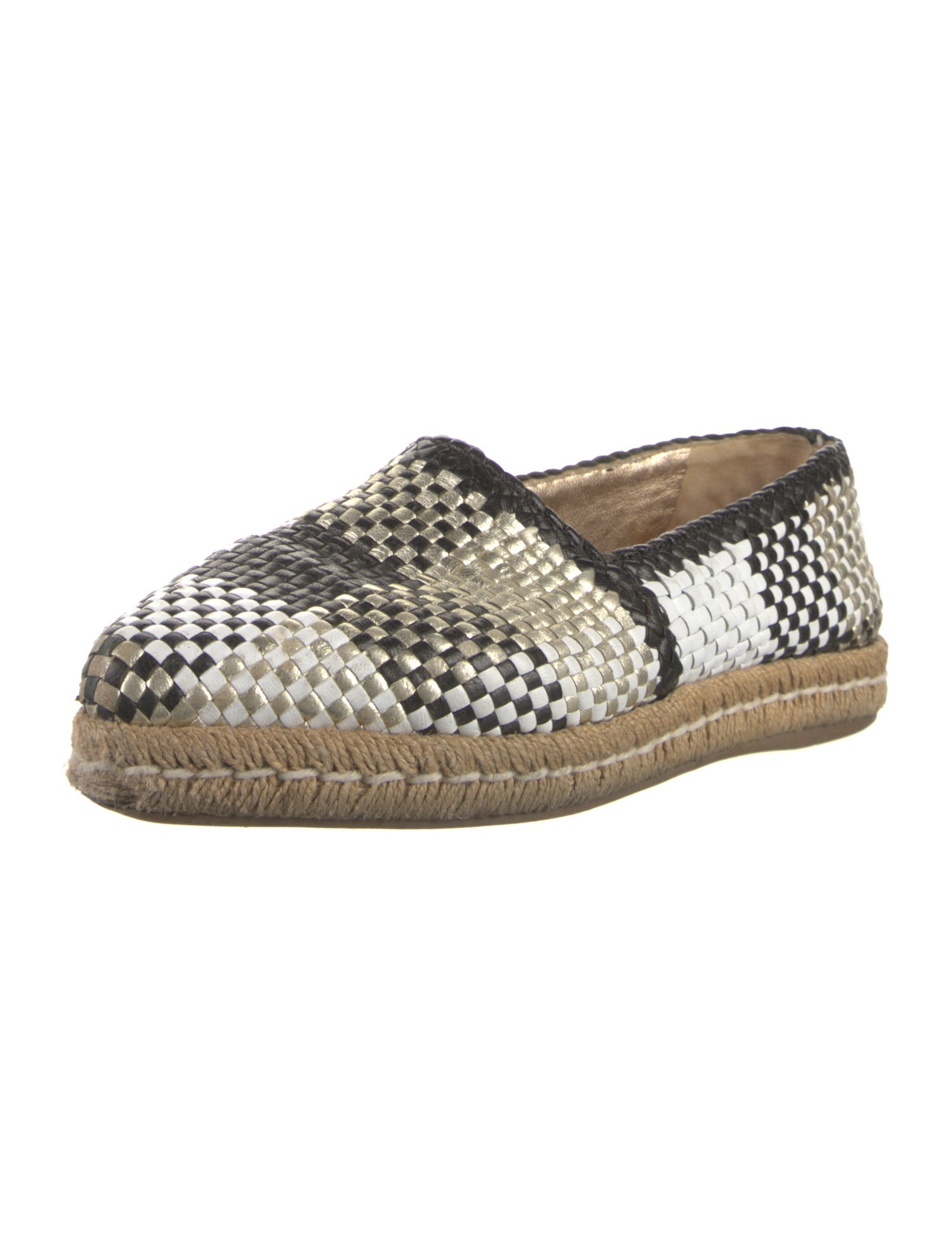 Prada Leather Plaid Print Espadrilles