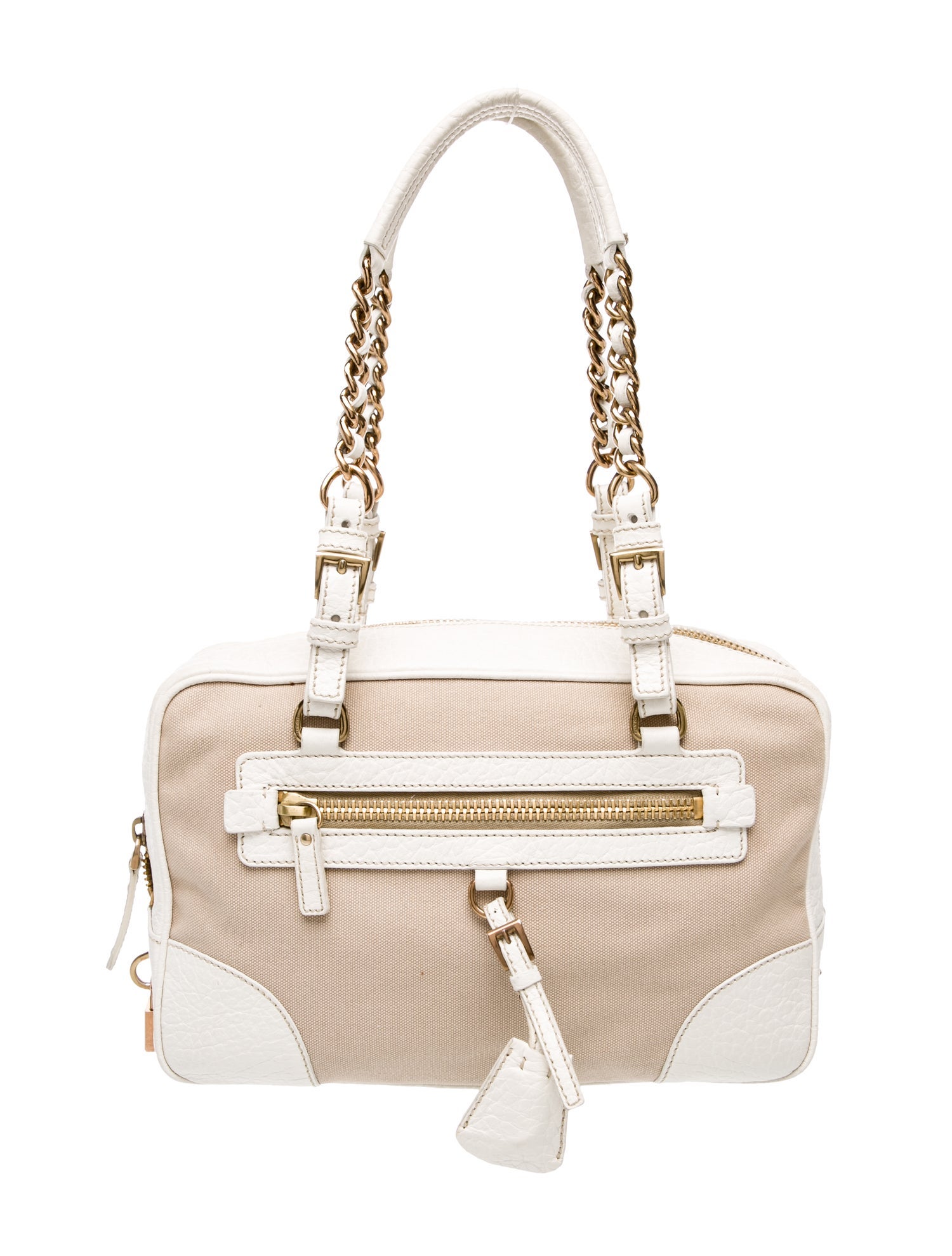 Prada Enameled Metal Triangle Bauletto Vintage