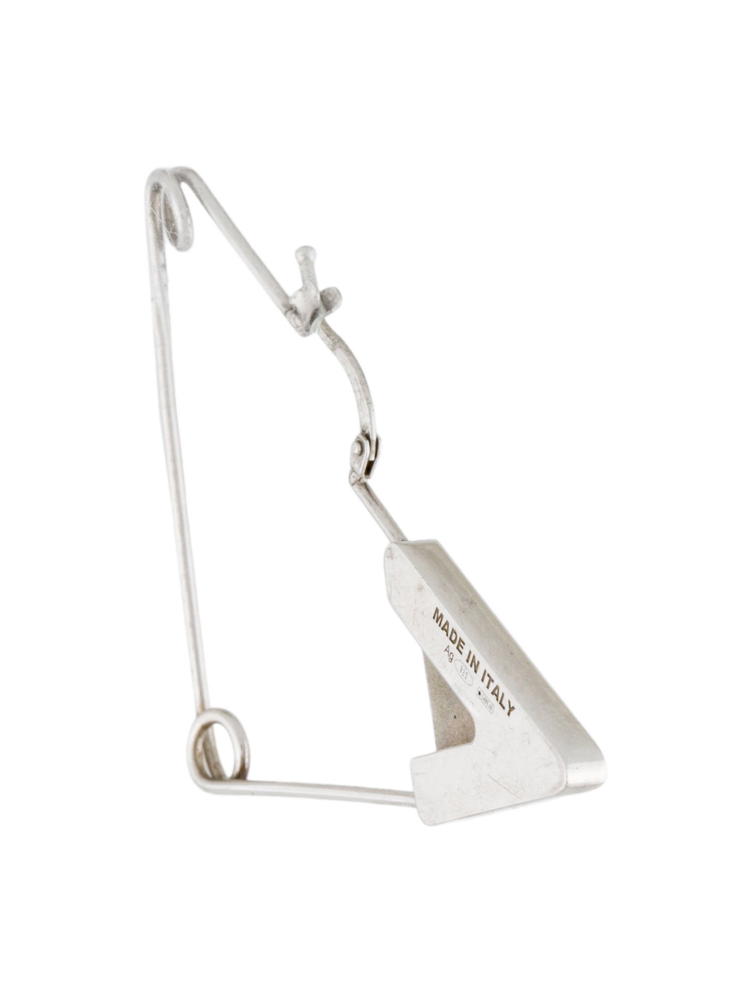 Prada Enamel Triangle Safety Pin Single Earring