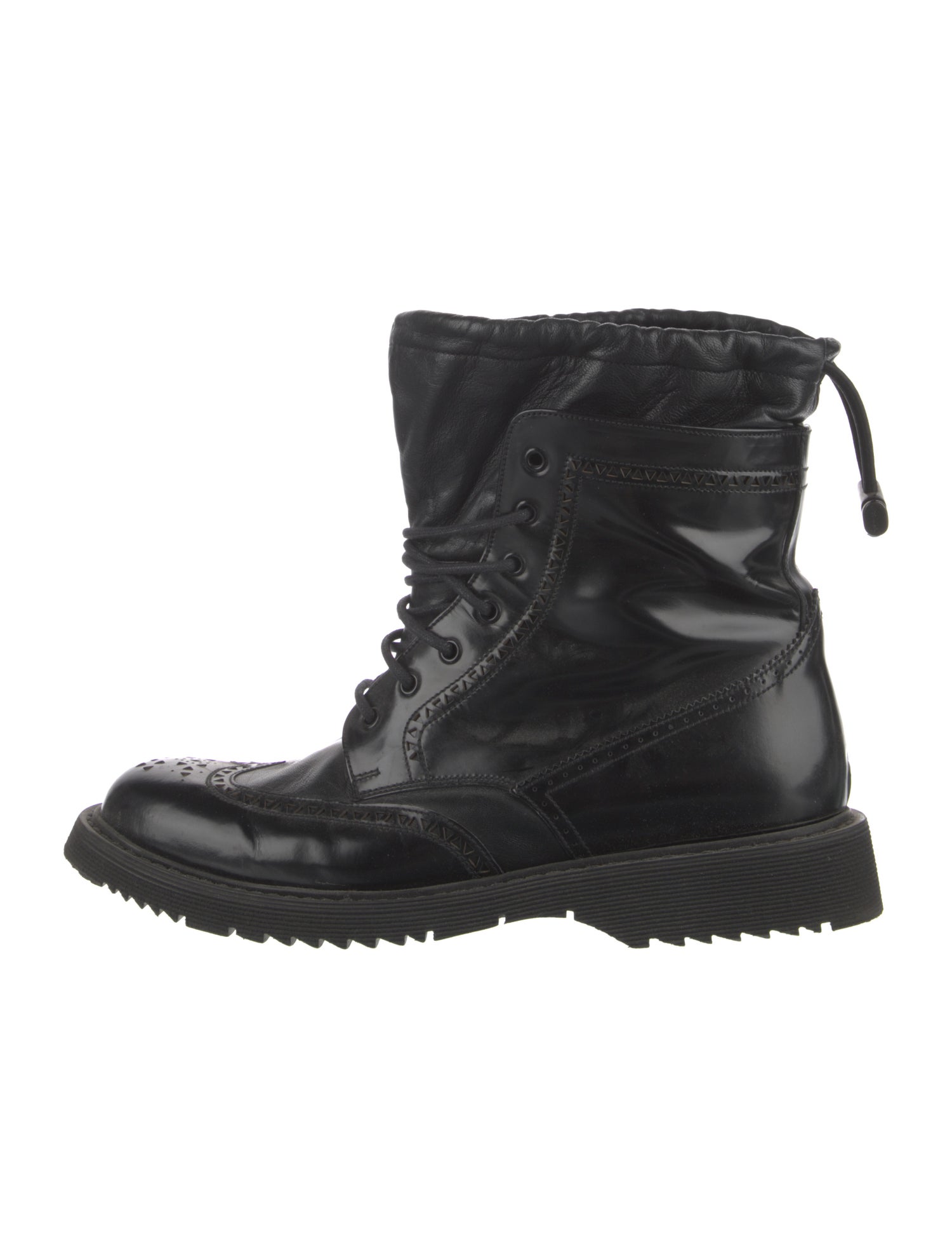 Prada Patent Leather Lace-Up Boots