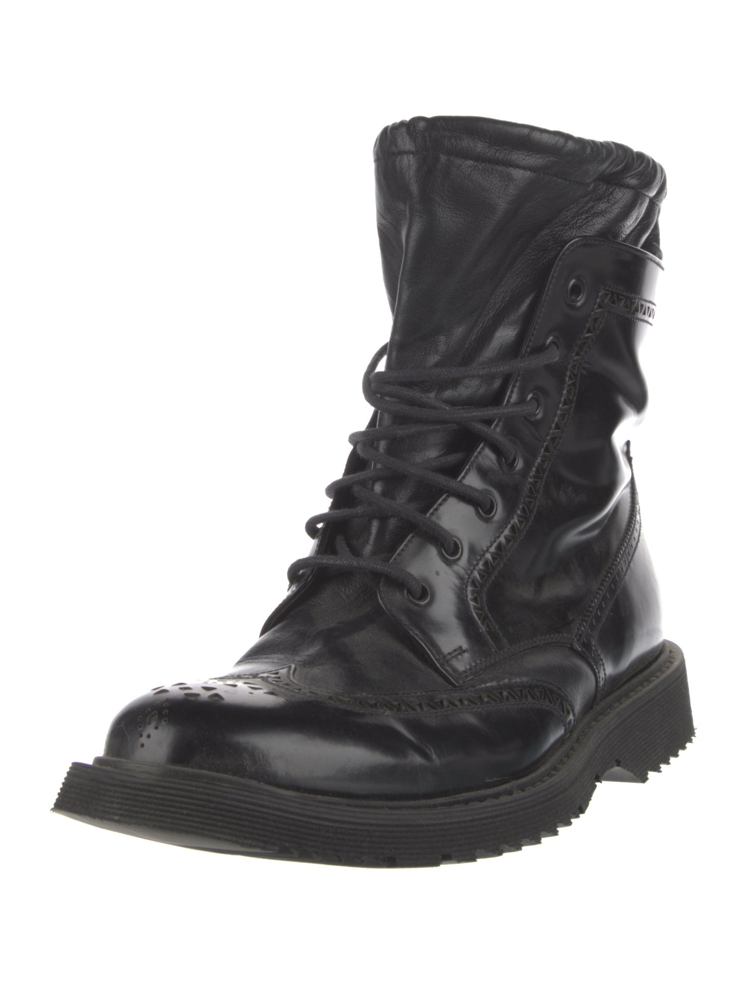 Prada Patent Leather Lace-Up Boots
