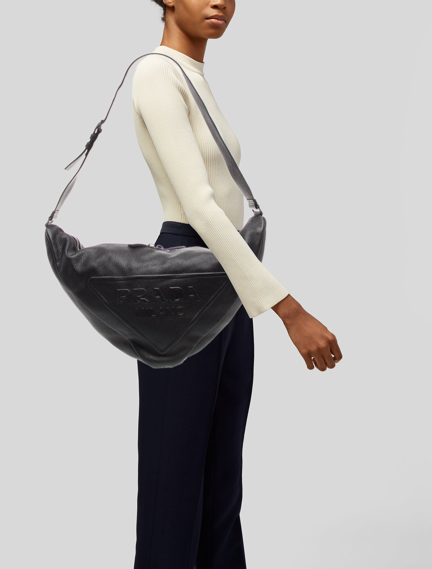 Prada Enameled Metal Triangle Shoulder Bag