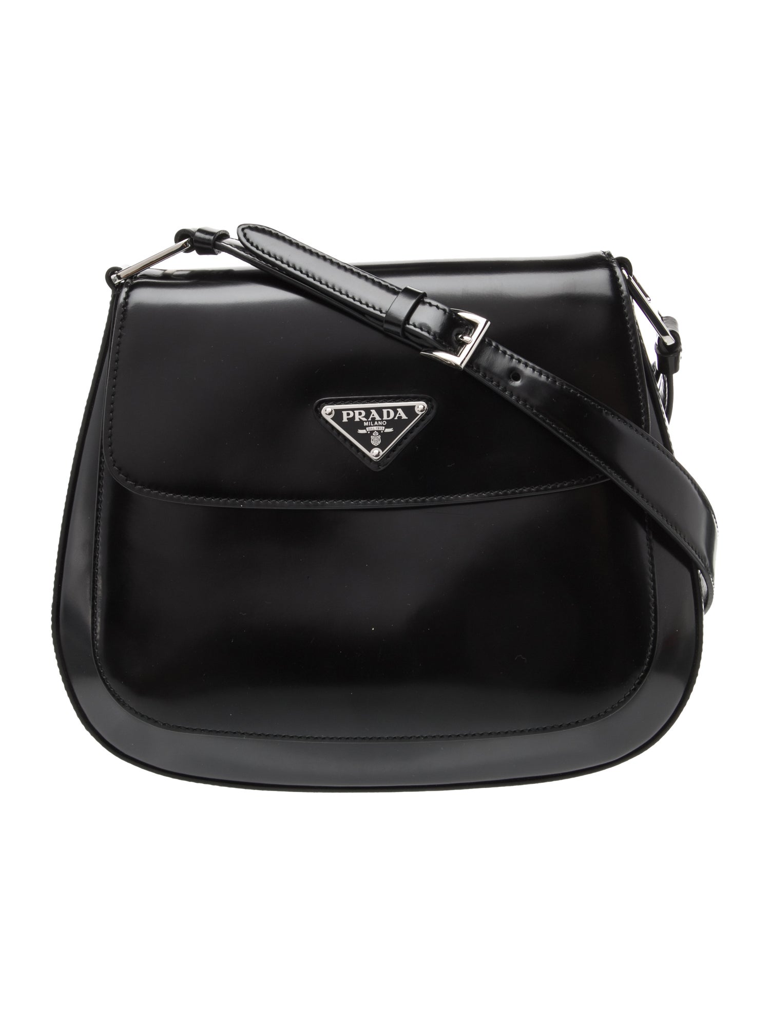 Prada Enameled Metal Triangle Cleo