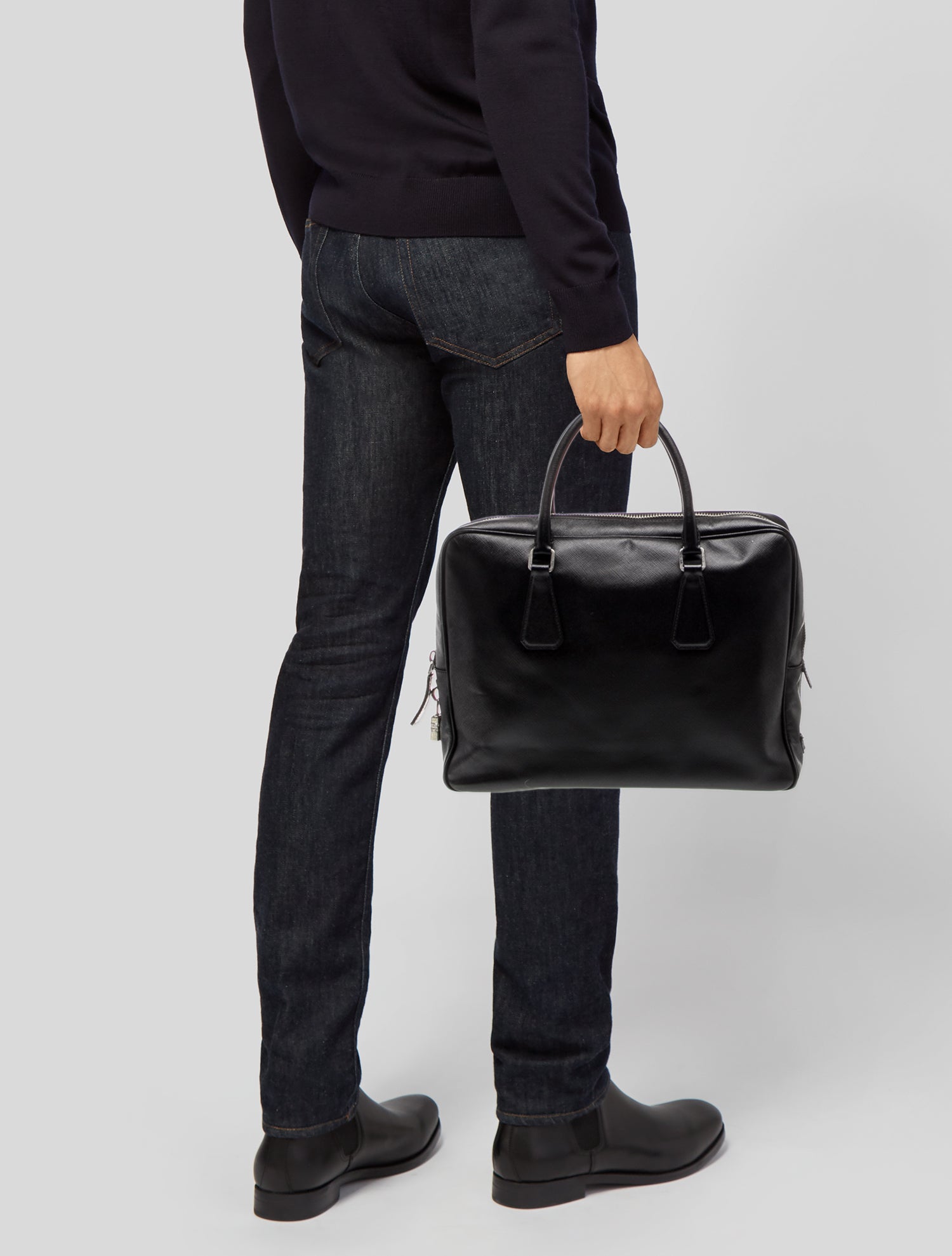 Prada Enameled Metal Triangle Briefcase