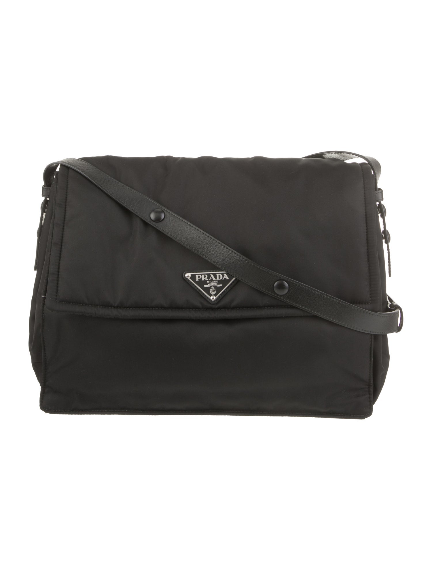 Prada Enameled Metal Triangle Re-Nylon Padded