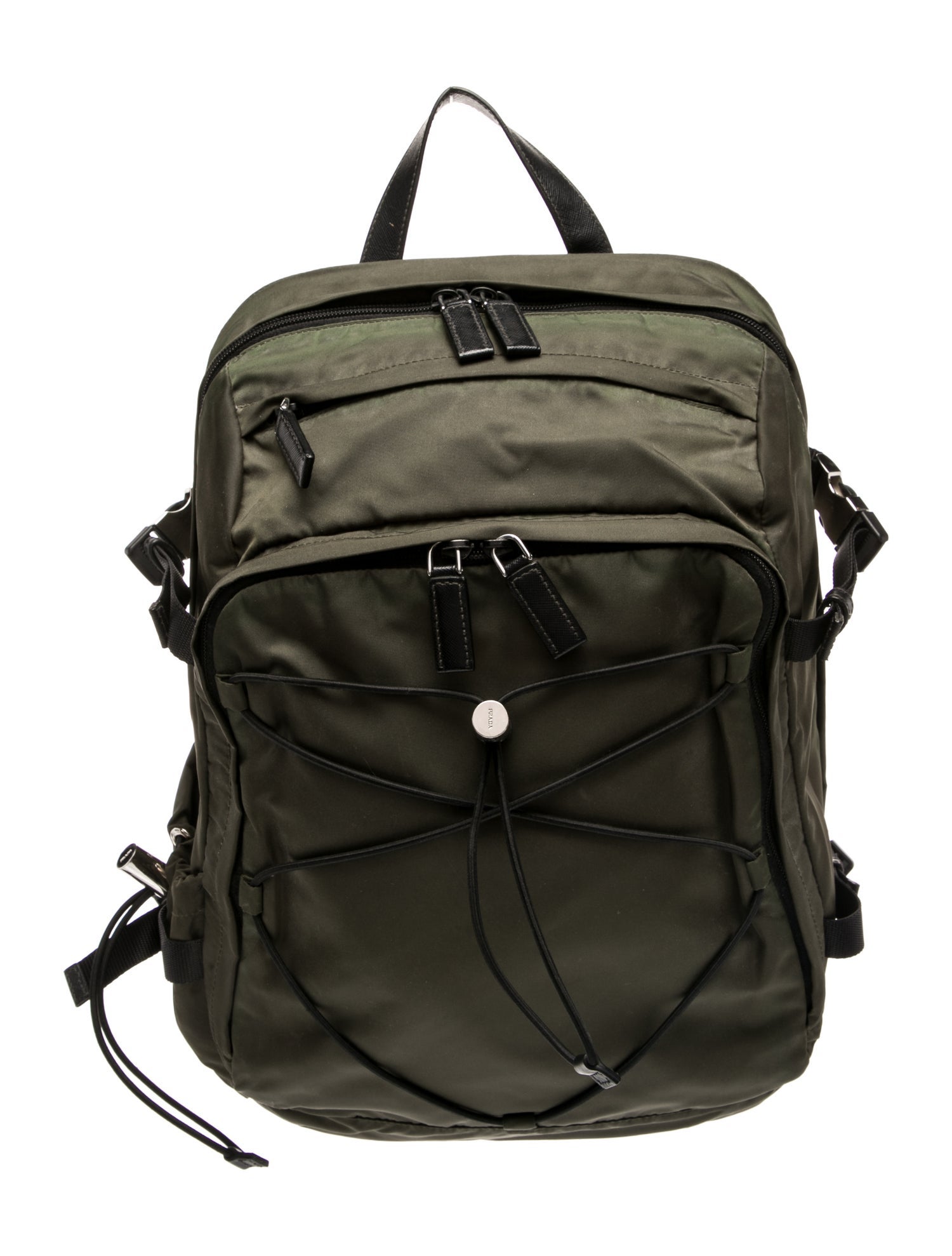 Prada Enameled Metal Triangle Backpack