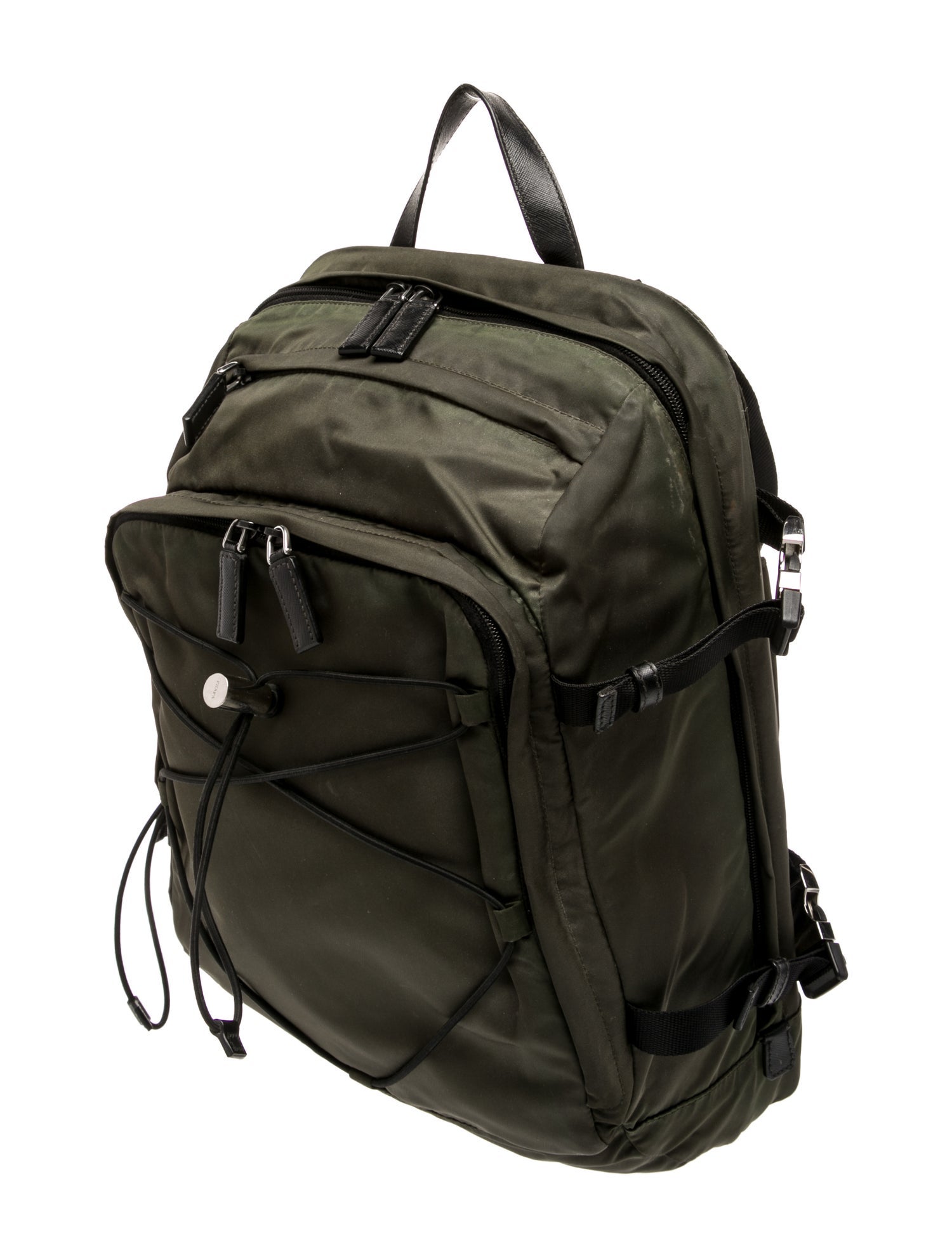 Prada Enameled Metal Triangle Backpack