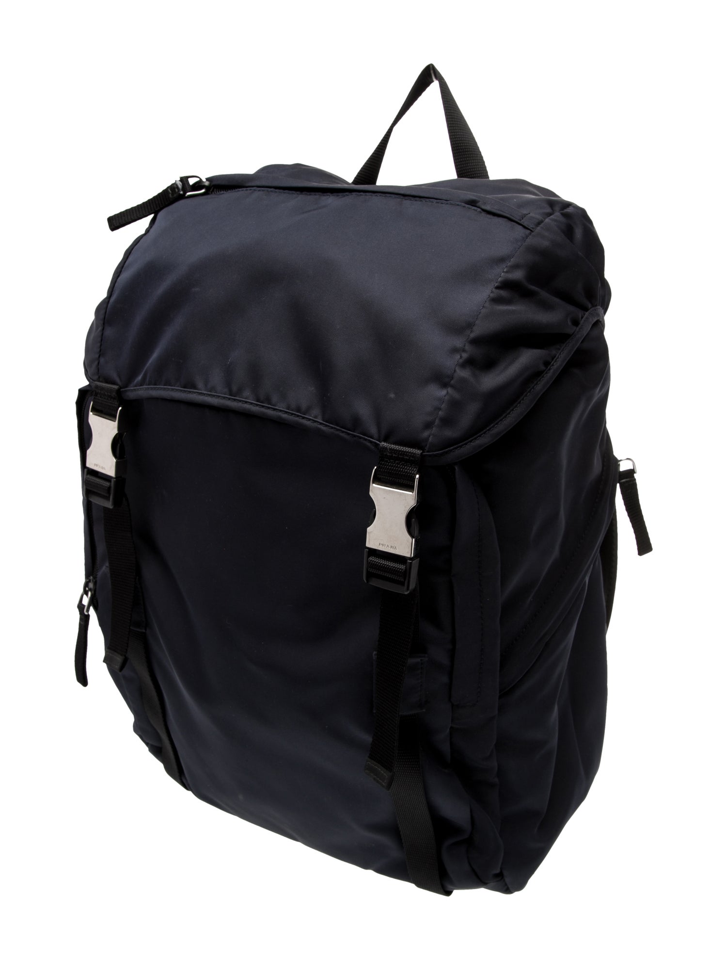 Prada Enameled Metal Triangle Backpack