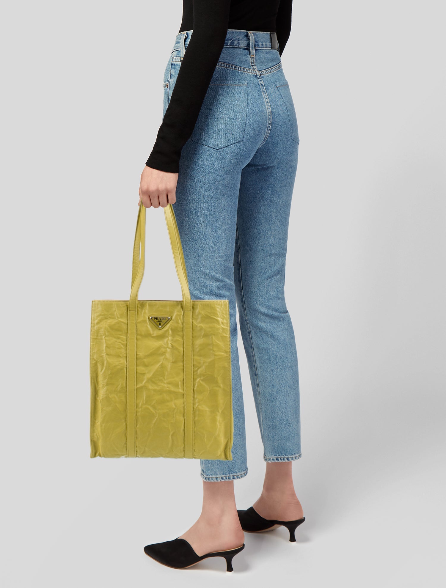 Prada Enameled Metal Triangle Tote 2023