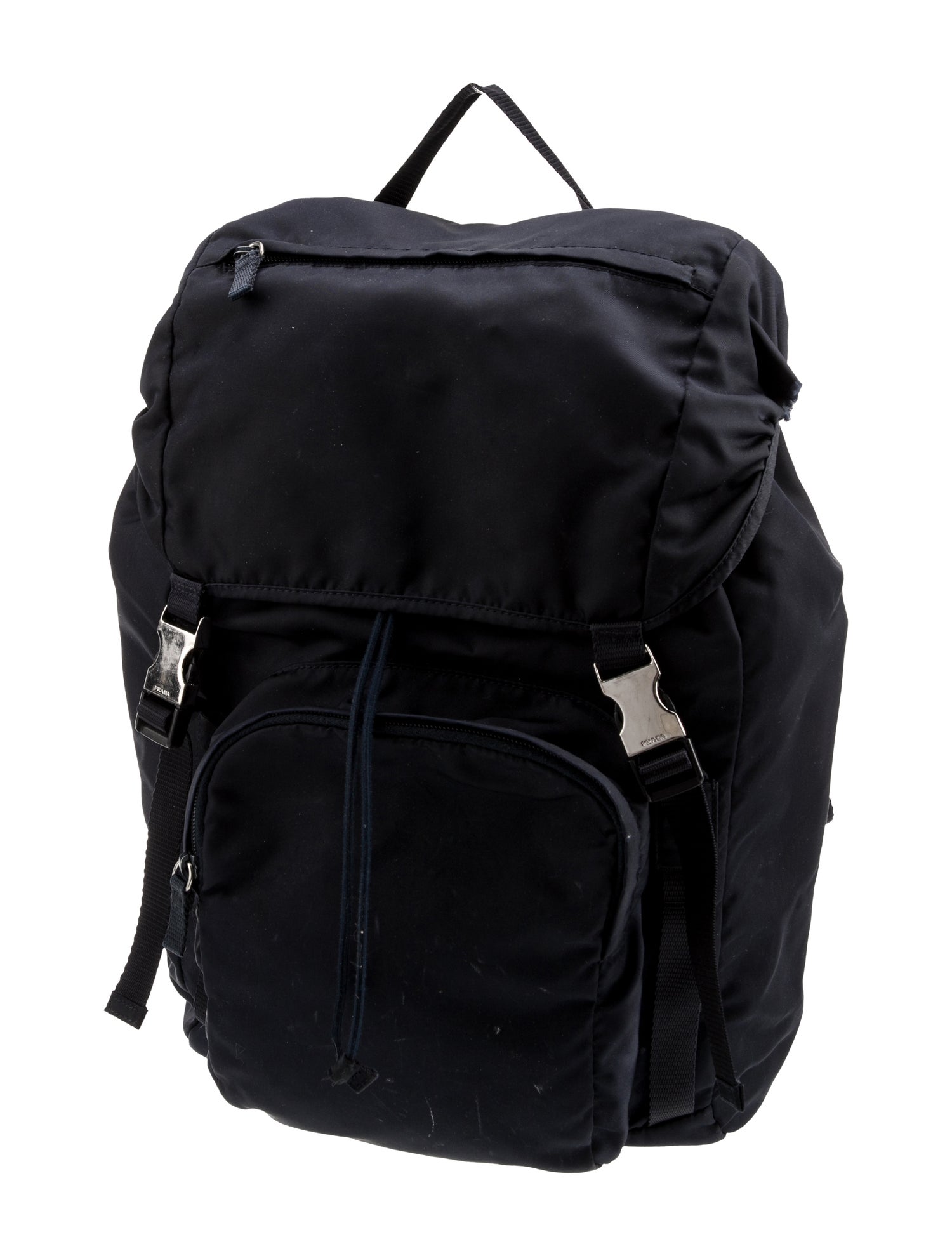 Prada Enameled Metal Triangle Backpack