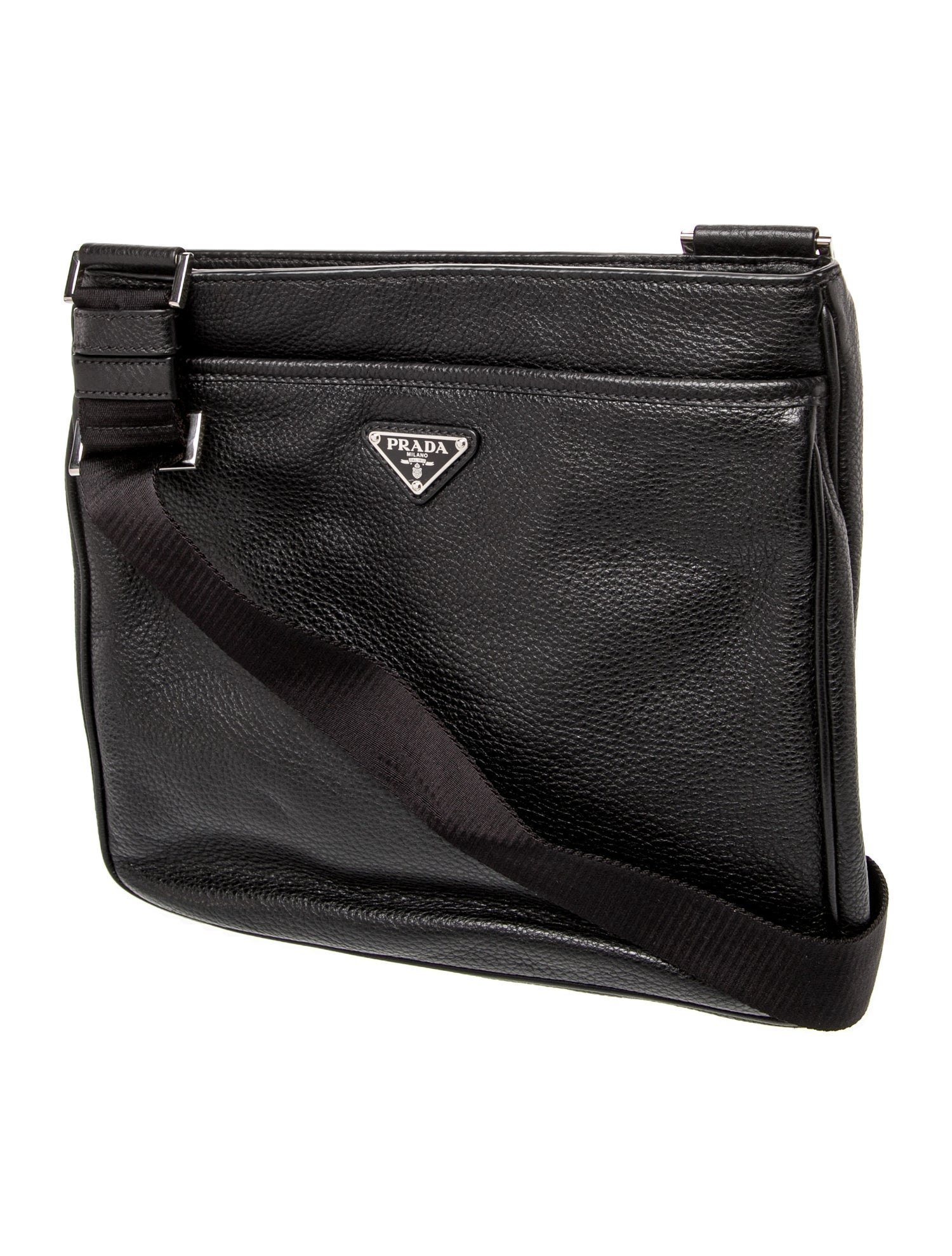 Prada Enameled Metal Triangle Messenger Bag