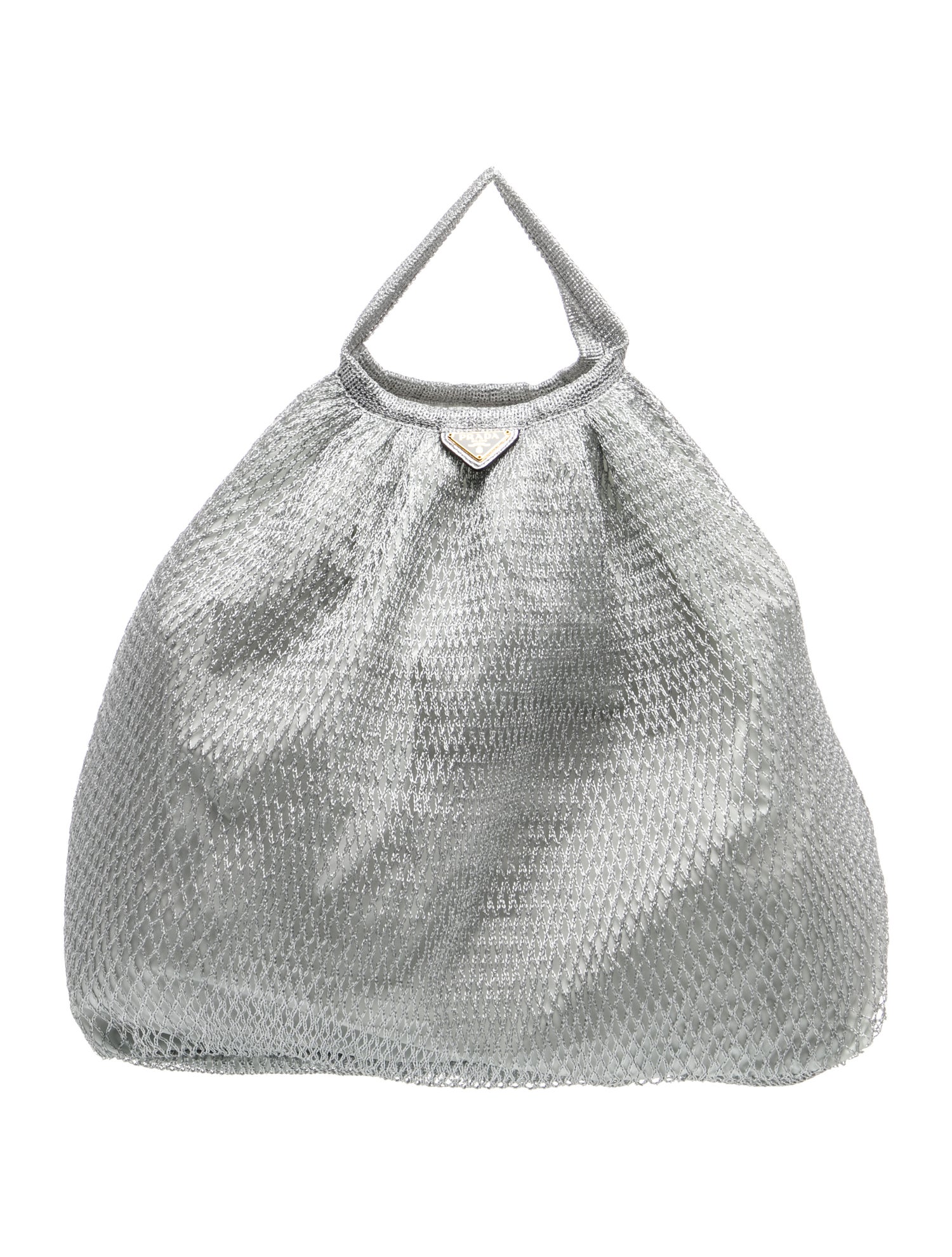 Prada Enameled Metal Triangle Top Handle Bag