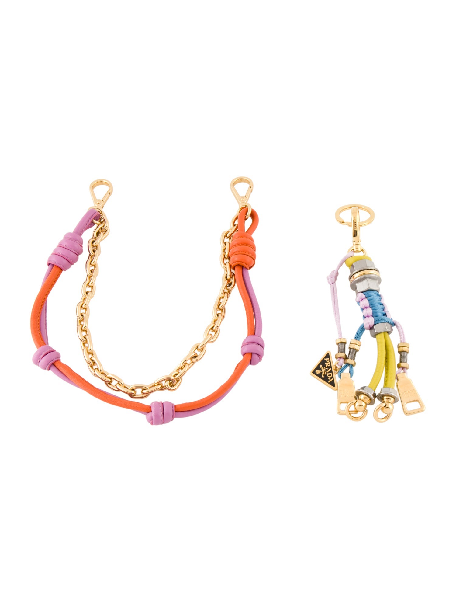 Prada Women's Leather Bag Strap & Keychain Set