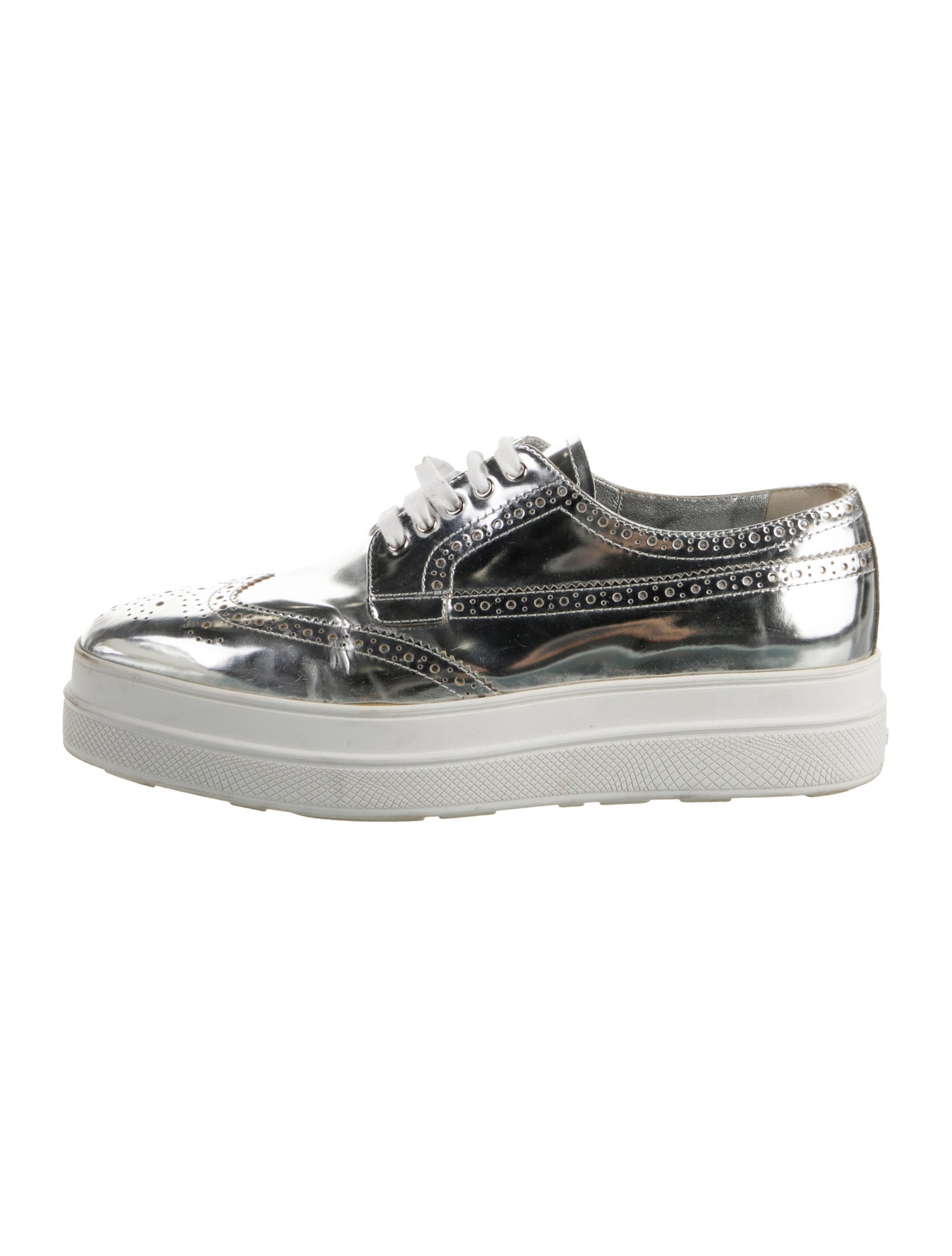 Prada Leather Lasercut Accents Sneakers