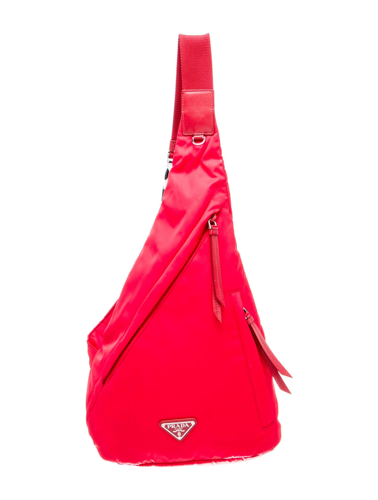 Prada Enameled Metal Triangle Messenger Bag