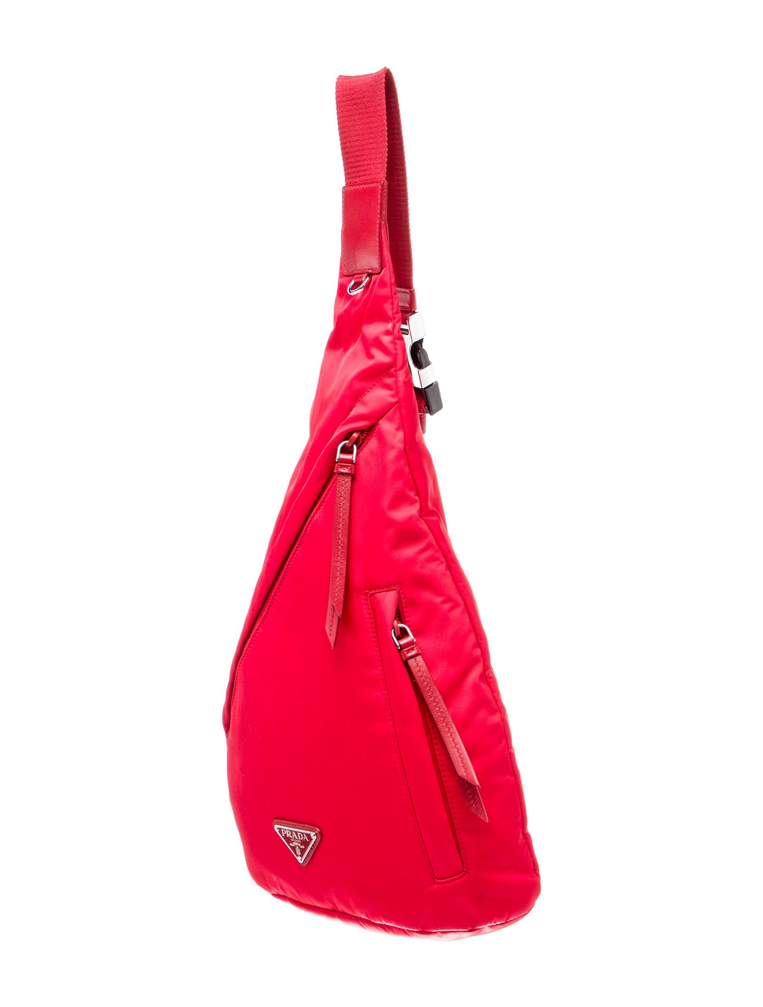 Prada Enameled Metal Triangle Messenger Bag