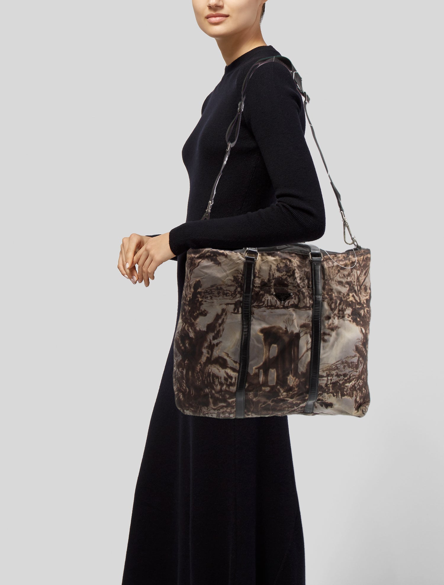 Prada Enameled Metal Triangle Tote Vintage