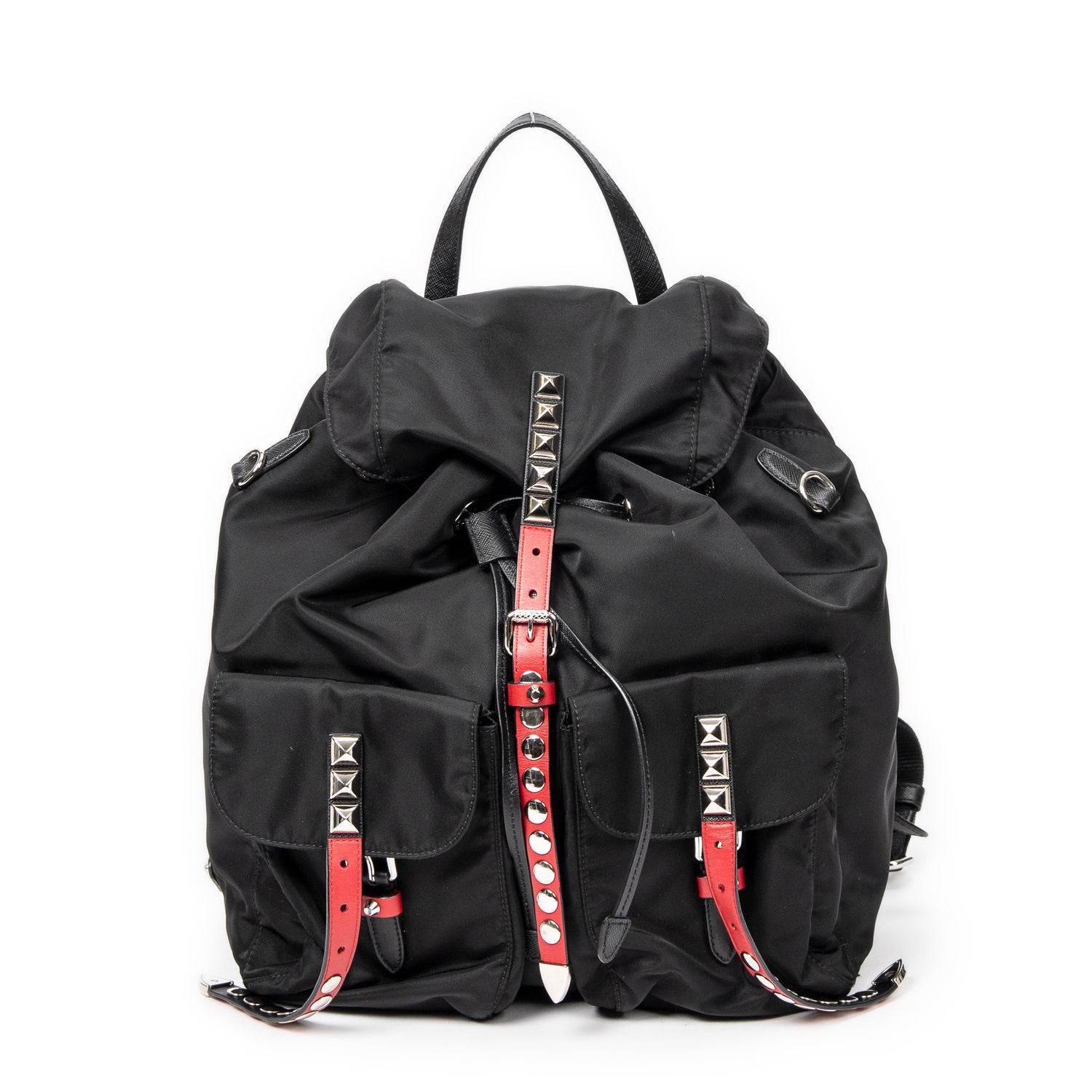 Prada Canvas Studded Drawstring Backpack w/ Tags