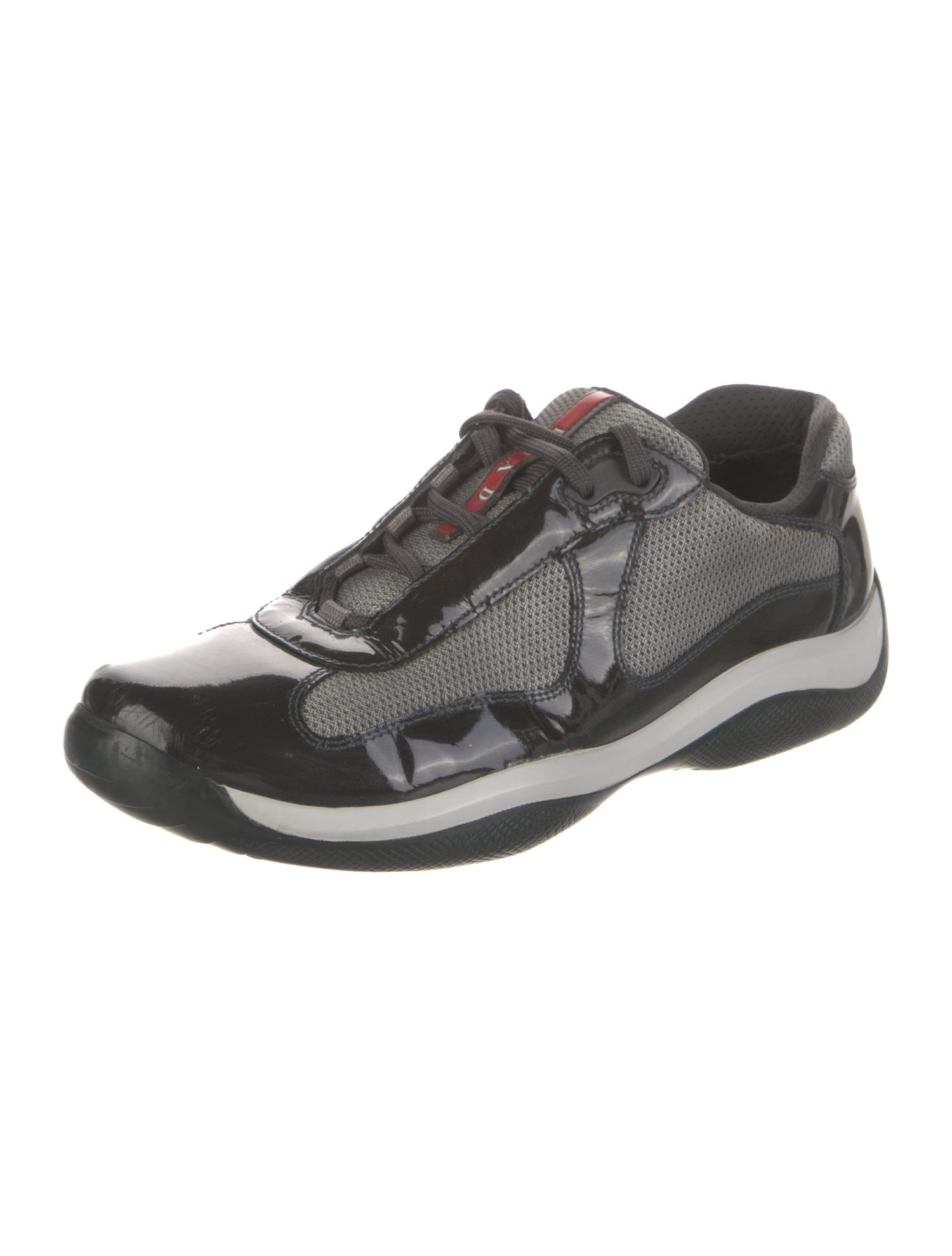 Prada Patent Leather Colorblock Pattern Sneakers
