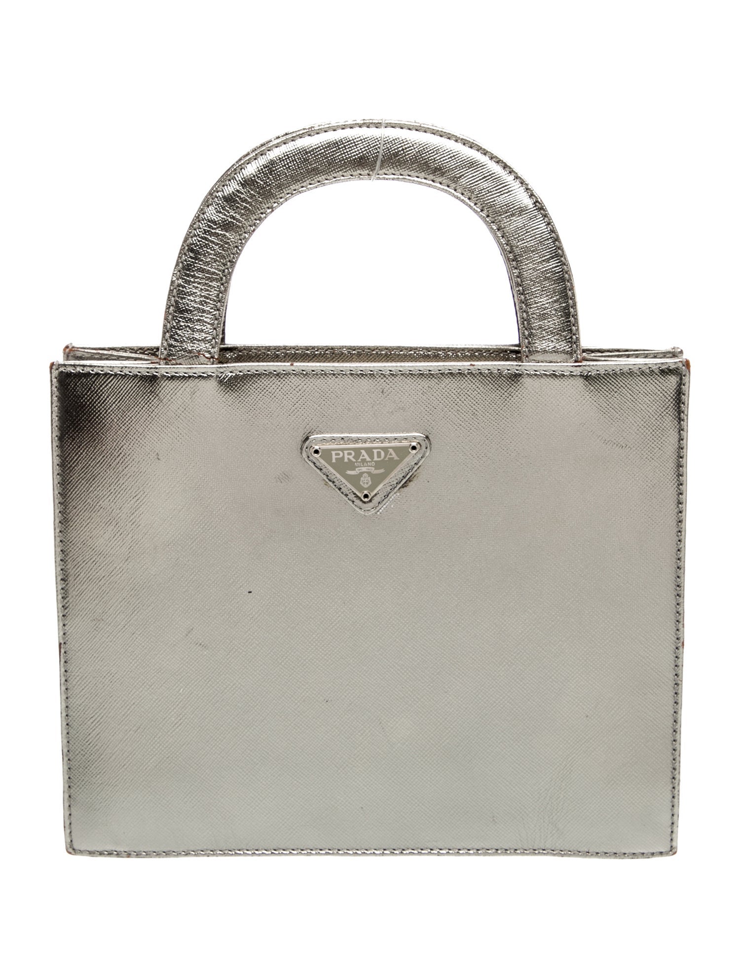 Prada Enameled Metal Triangle Top Handle Bag Mini