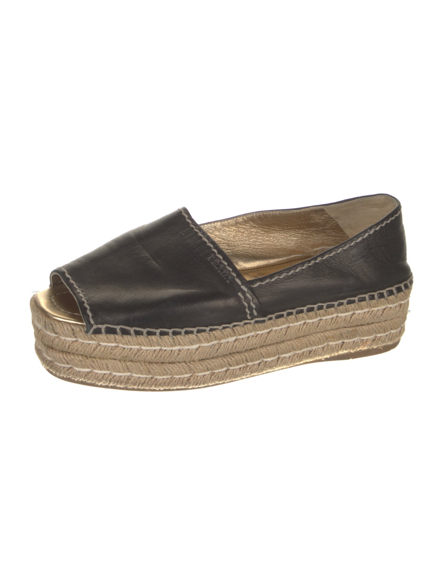 Prada Leather Whipstitch Trim Espadrilles