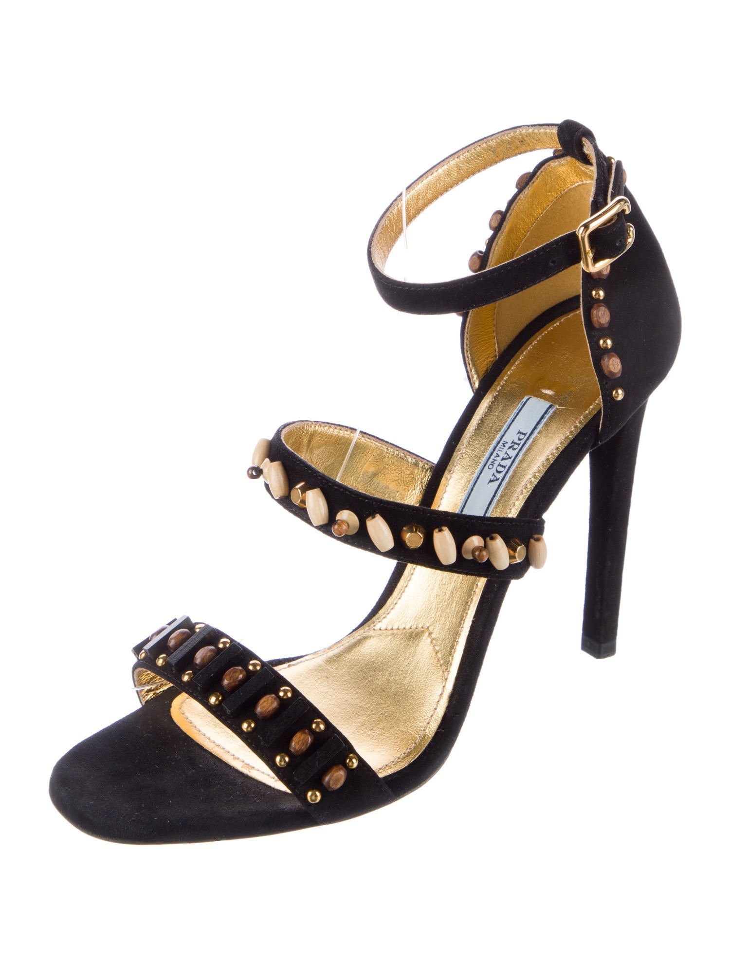 Prada Suede Studded Accents Sandals