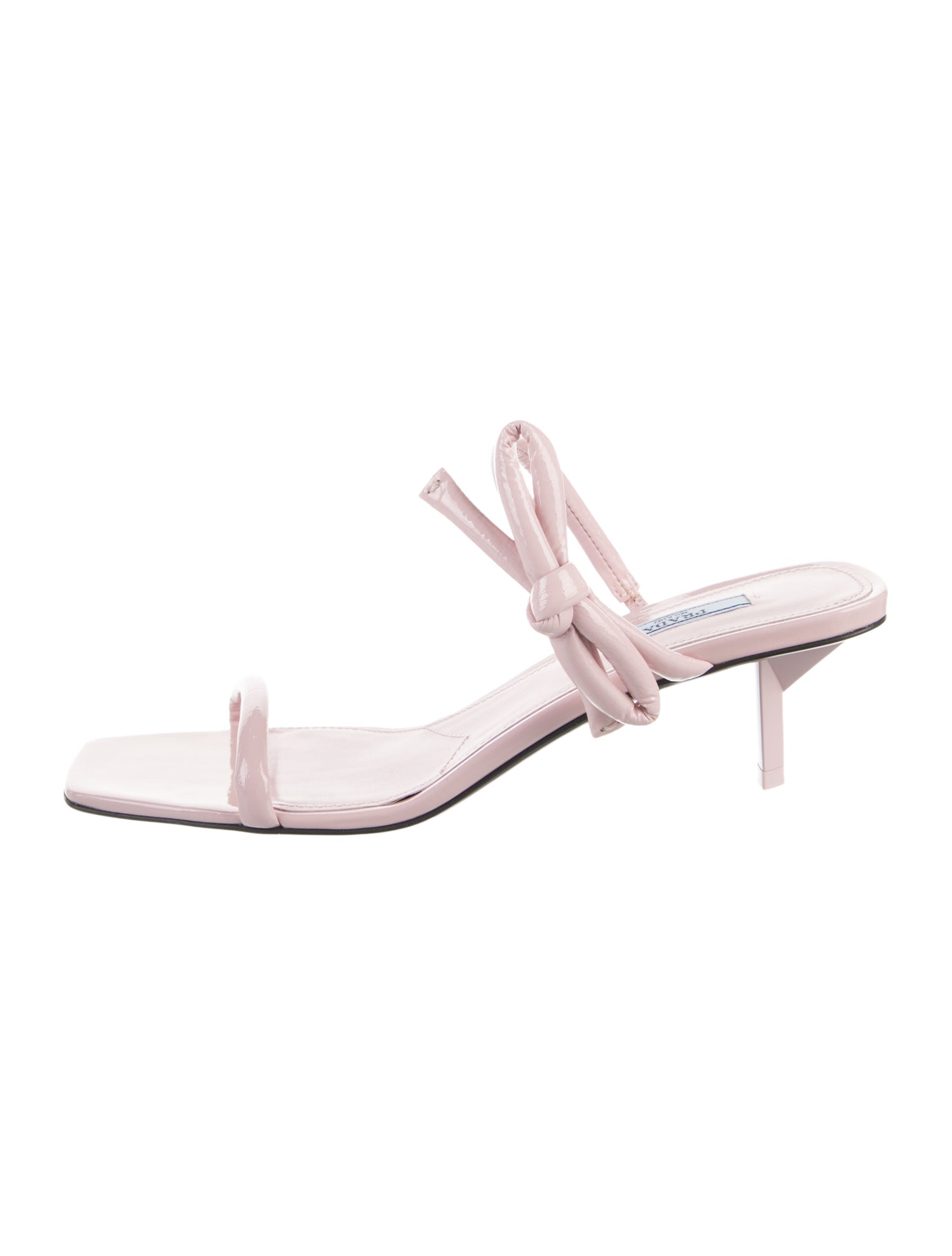 Prada Patent Leather Bow Accents Sandals